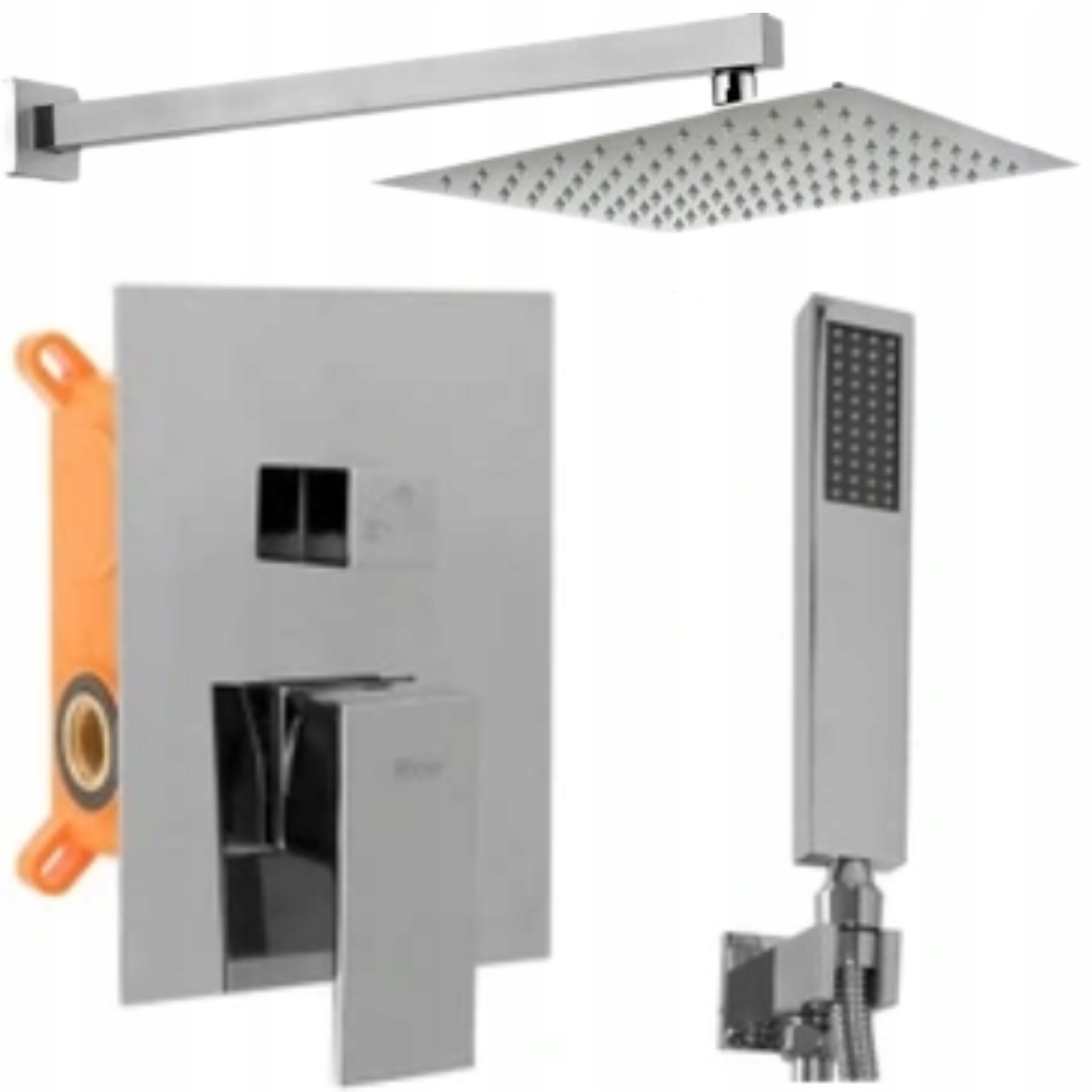 Podomítková sprchová baterie 20x20CM Sada Dešťová sprcha Chrom Stříbrná