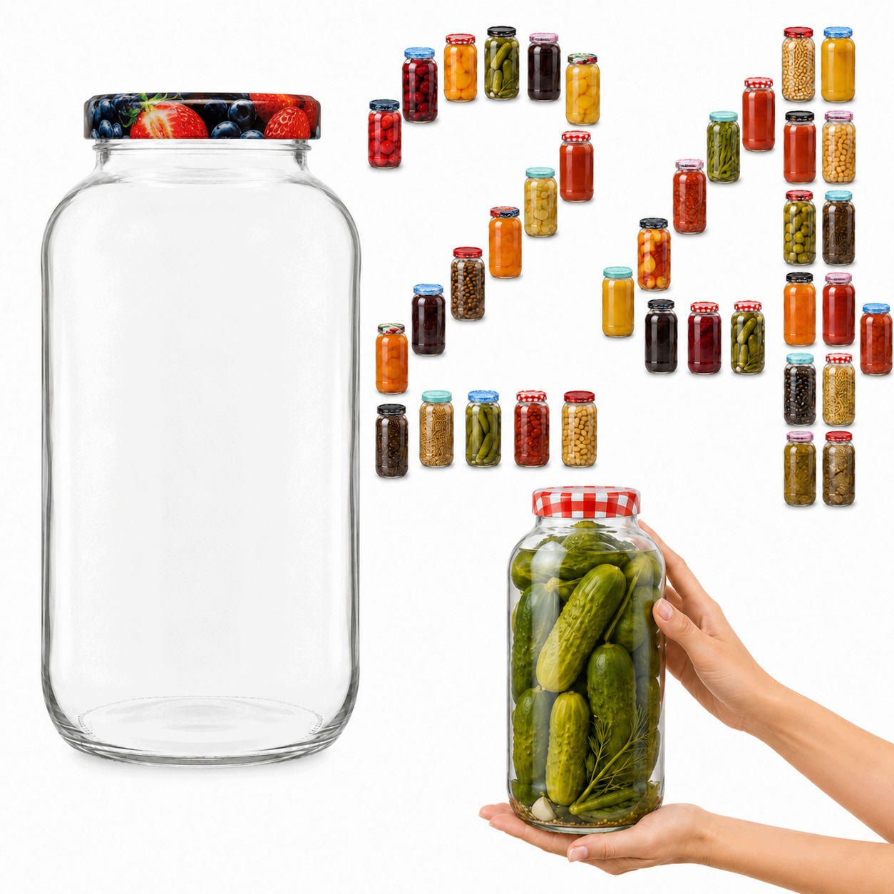Sklenice 2000 ml 2 l 24 ks se šroubovacím uzávěrem zavařovací sklenice okurky a kvašené zelí