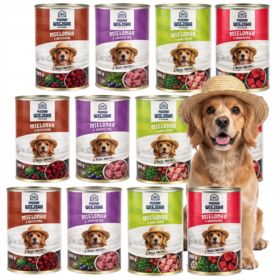 Levně Krmivo Pro Psa Vlhké Krmivo MIX Chutí 12x800 g Plechovka Venkovská