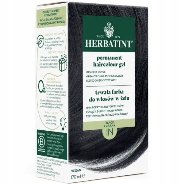 Herbatint Barva v gelu 1N Černá 170 ml