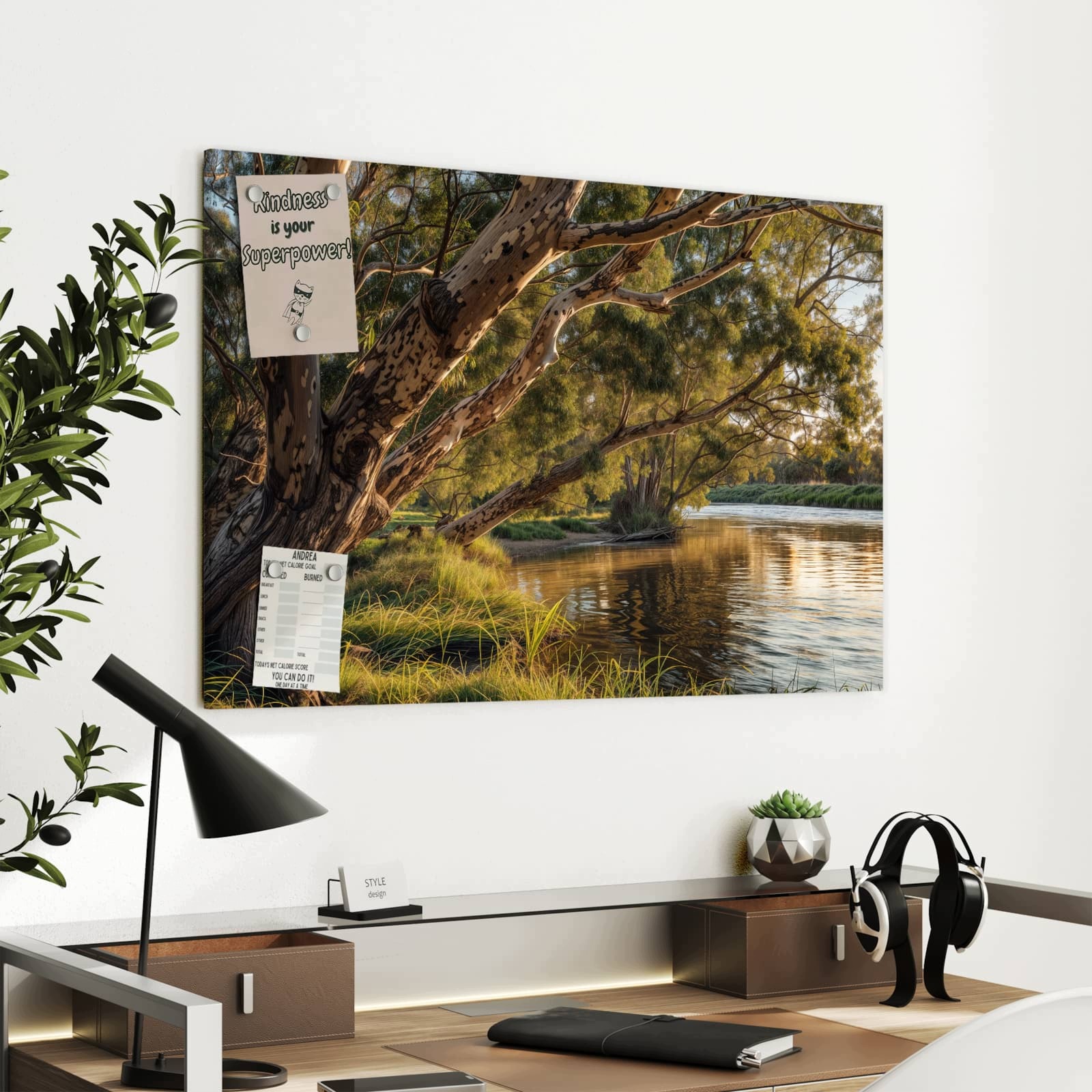 Magnetická tabule Strom Pobřeží rzeki 90 × 60 cm