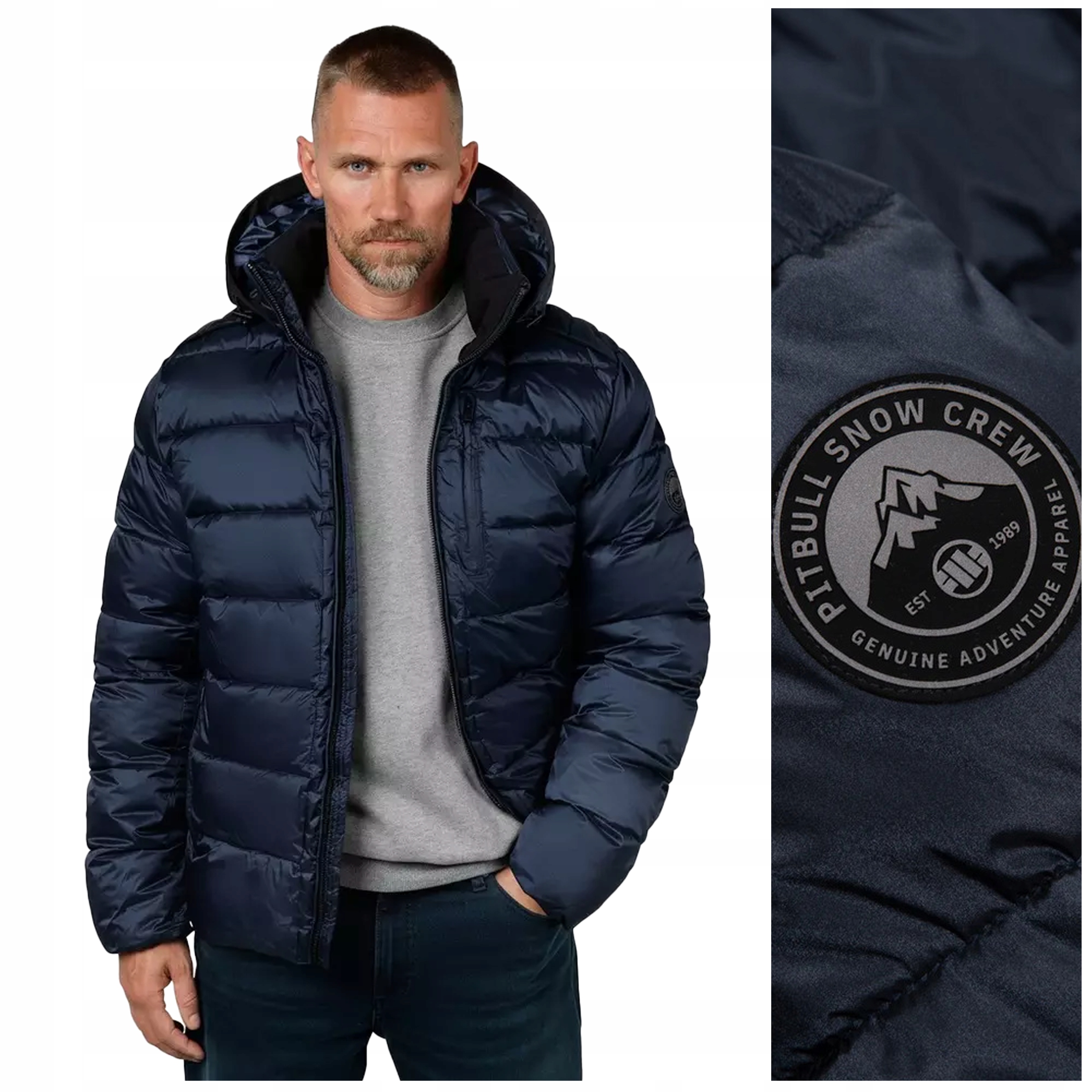 Zimní bunda pánská s kapucí rozepínací Pit Bull „barles“ modrá XXL