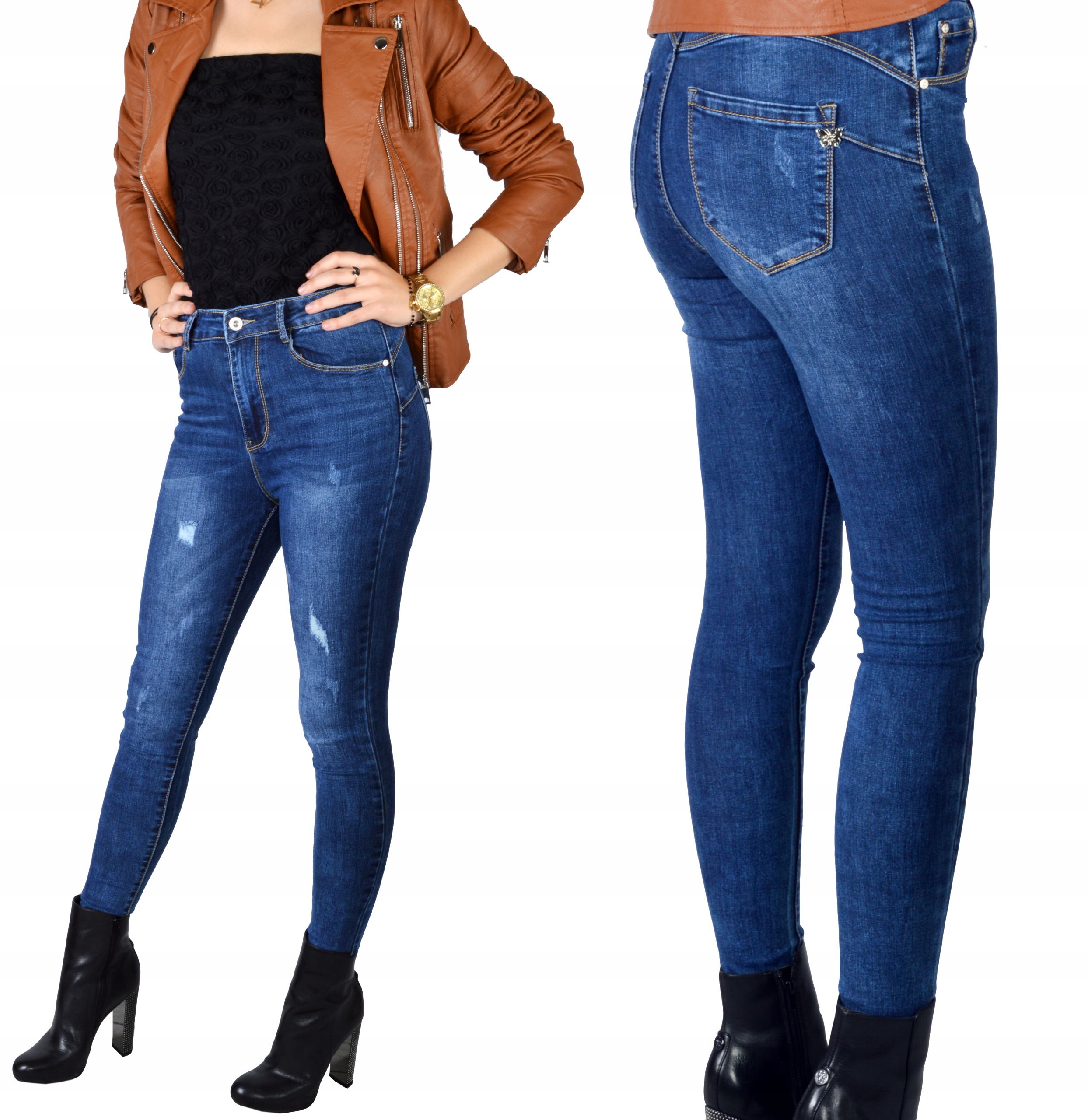 

Jeansy Damskie Spodnie Modelujące Jeansowe Push-Up