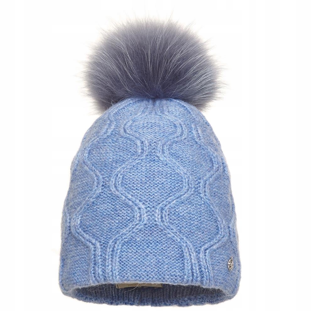 Čepice Modrá – zimní čepice s přírodním bambulem