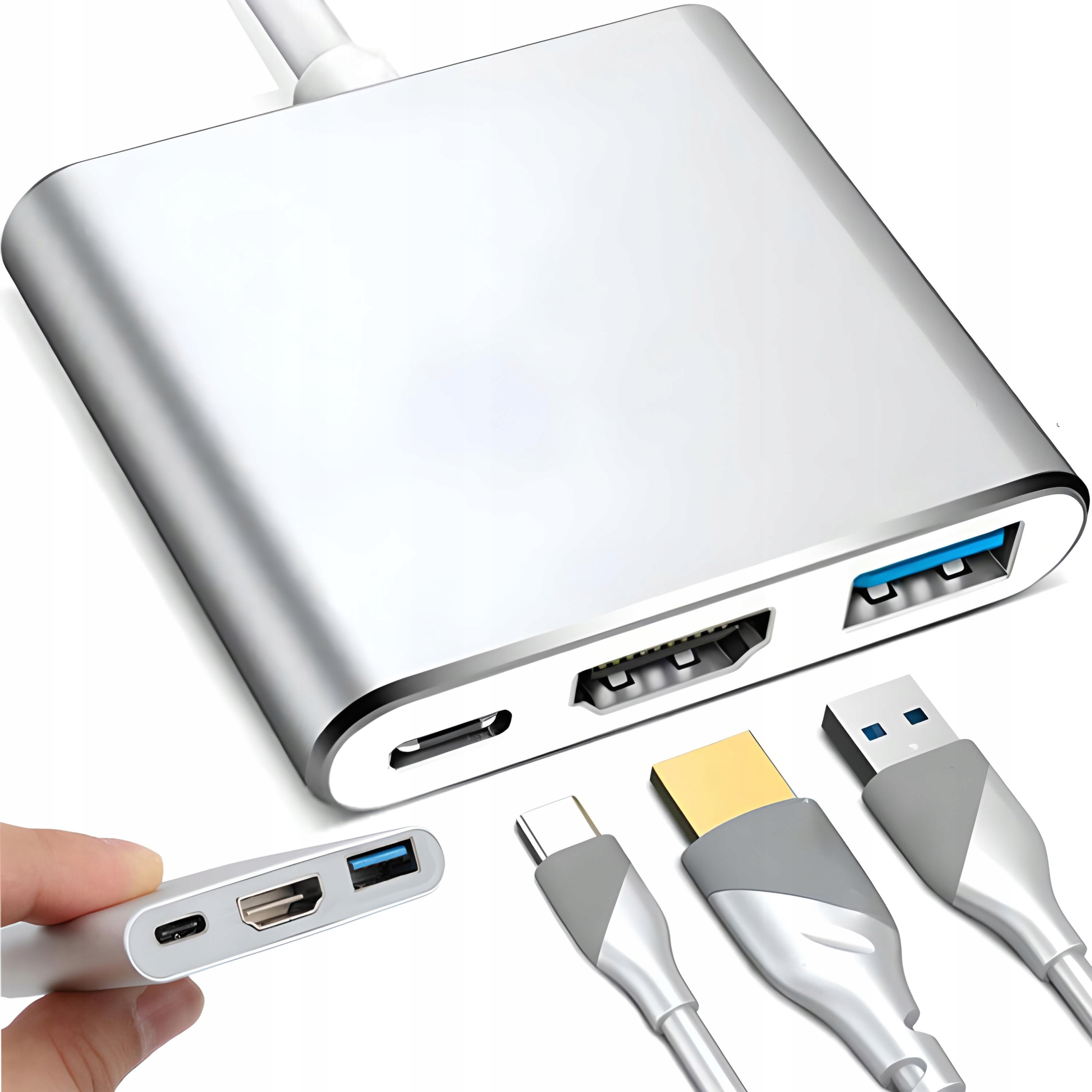

Przejściówka Adapter 3W1 Usb-c 4K Hdmi Hub Usb 3.0