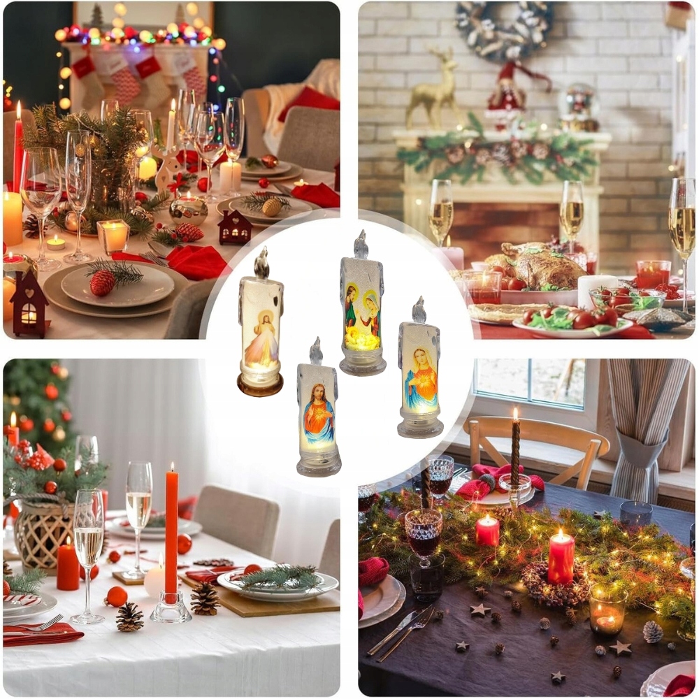 ZNICZ LED 18,5 CM JEZUS MATKA BOSKA JÓZEF SERCE ŚWIECA BATERIE ZESTAW Marka inna