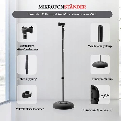 PYLE Statyw Mikrofonowy Regulowany Wysokość 0,85m do 1,52m Solidna Podstawa — miniatura 2