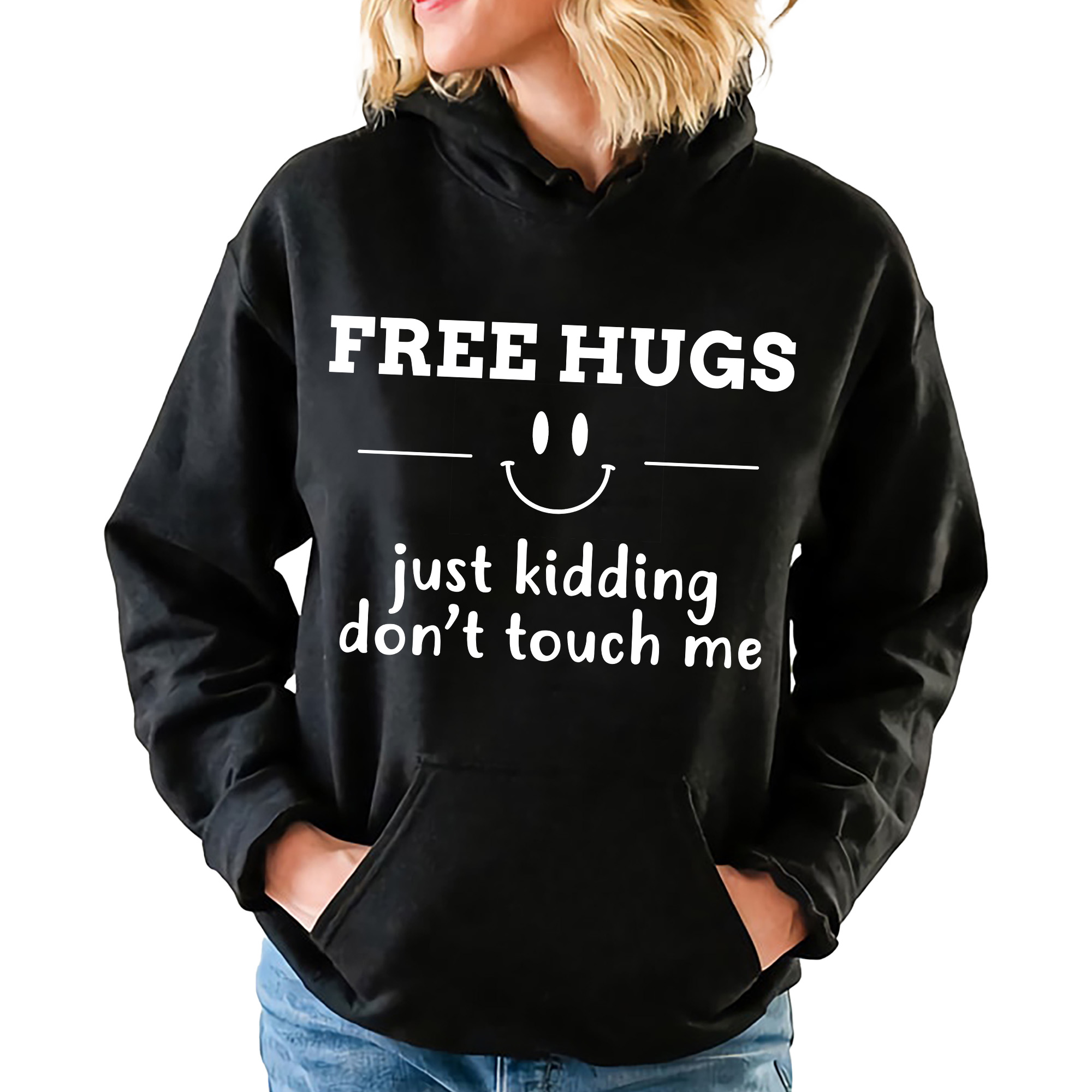 mikina s kapucí Černá Zábavná gadget Dárek Free Hugs M