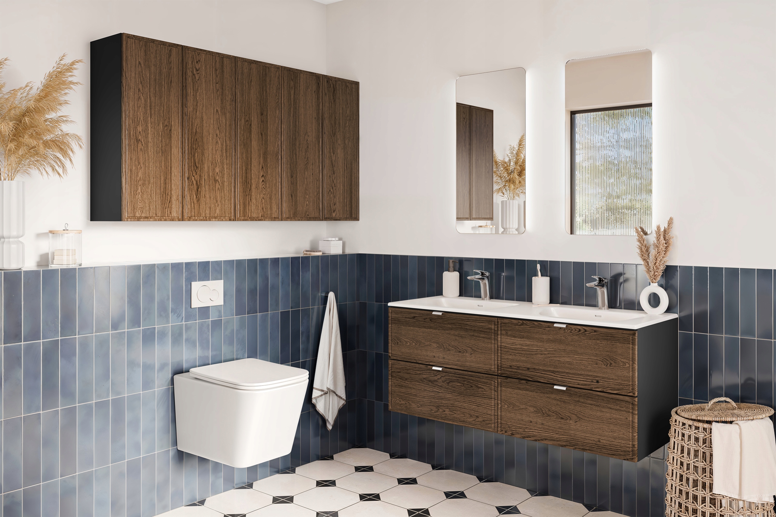 Szafka łazienkowa 80cm, szuflady, Meble łazienkowe TALIA Dąb Casella/Czarny Marka Comad