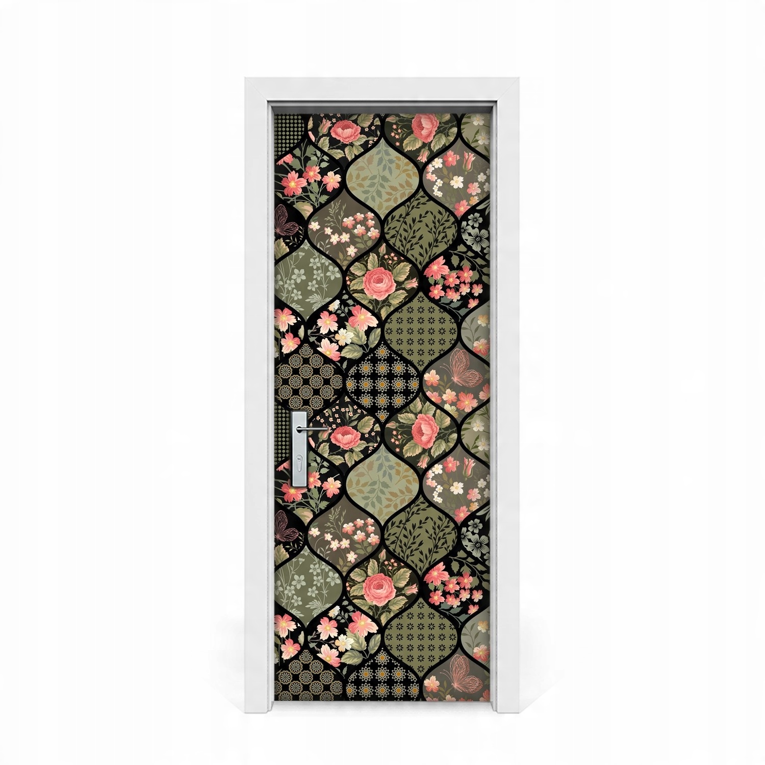 

Naklejka na drzwi okleina Kwiaty patchwork 75x205