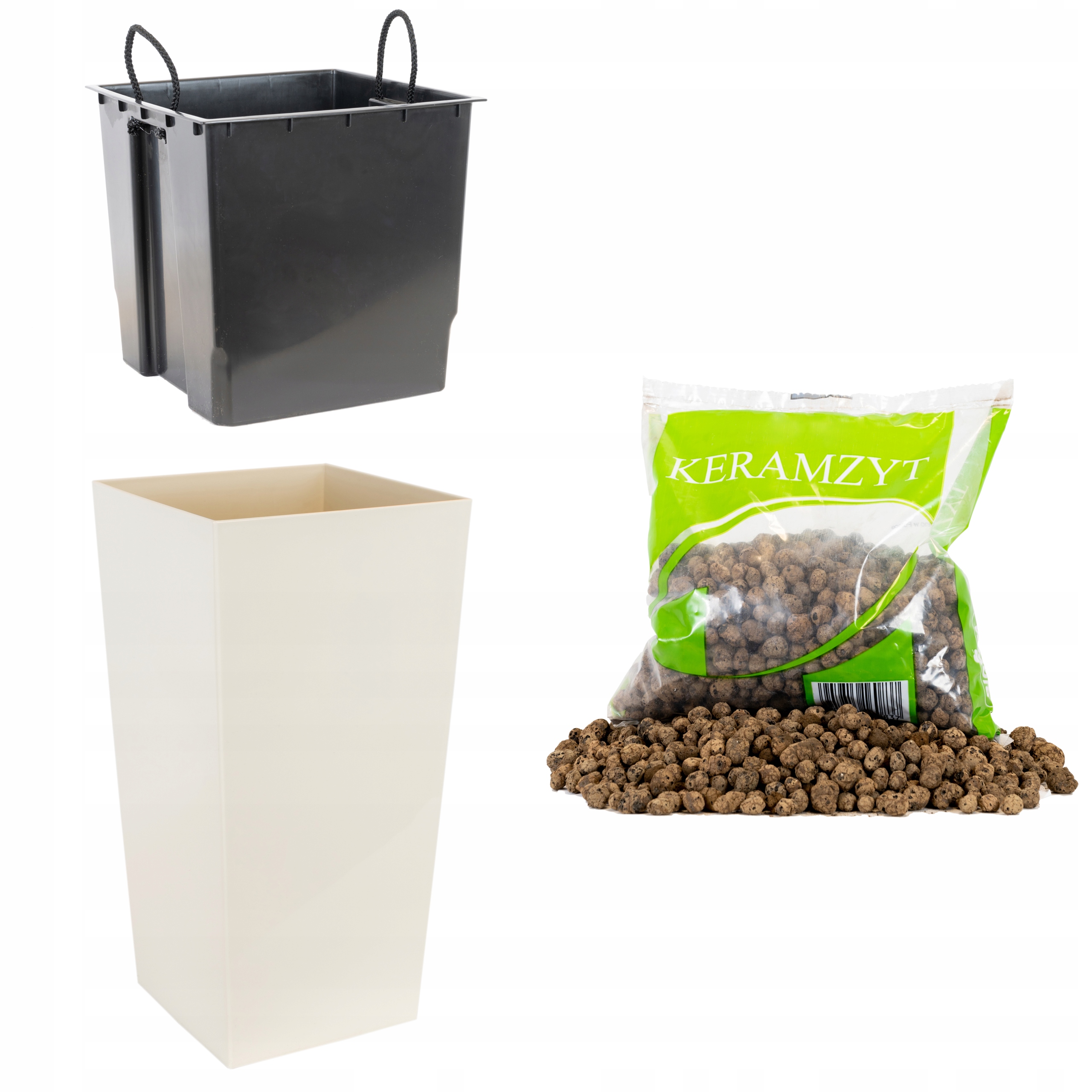 

Doniczka plastikowa z wkładem 30x57cm kremowa