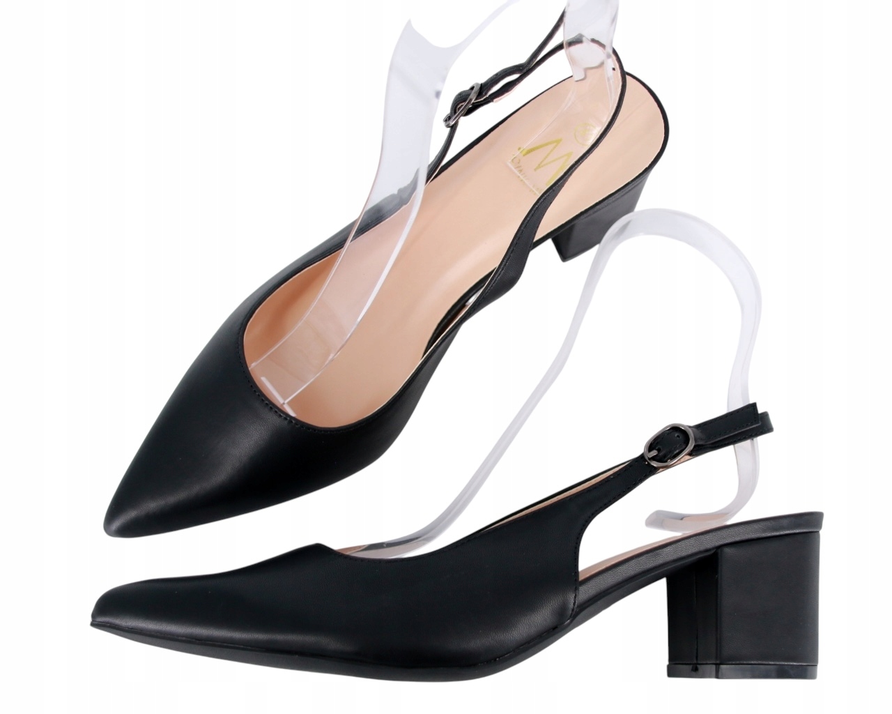 Černé Dámské Sandály Bez Paty Na Podpatku 6,5 cm Eko Kožené 43