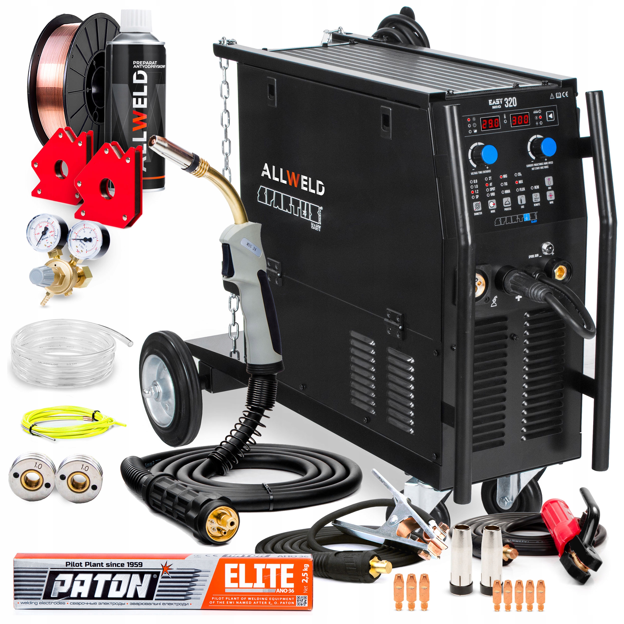 PÓŁAUTOMAT SPAWALNICZY SPAWARKA SPARTUS EASY MIG 320 SYNERGIA MMA MIG/MAG