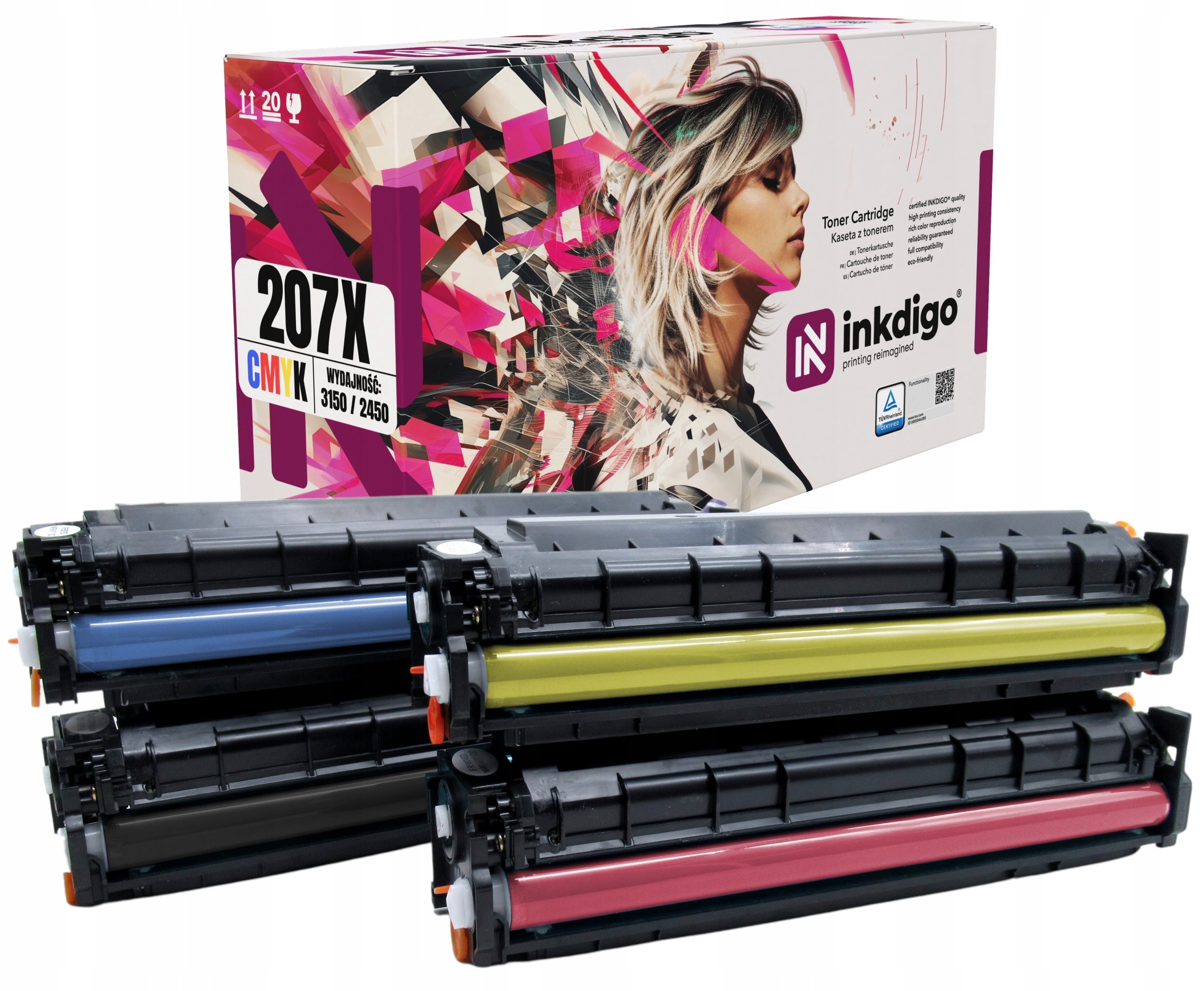 4 x Toner W2210A W2211A W2212A 207X pro Hp bez čipu