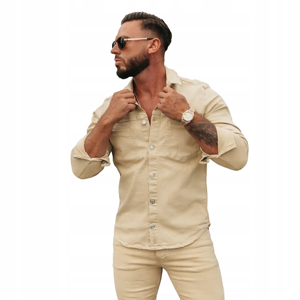 Olavoga koszula męska Giacca ciemno beżowa rozmiar M