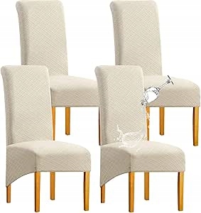 Housses Sièges Chaises Salle à Manger Extensibles Diamant - Beige 2 Pièces - Imperméables