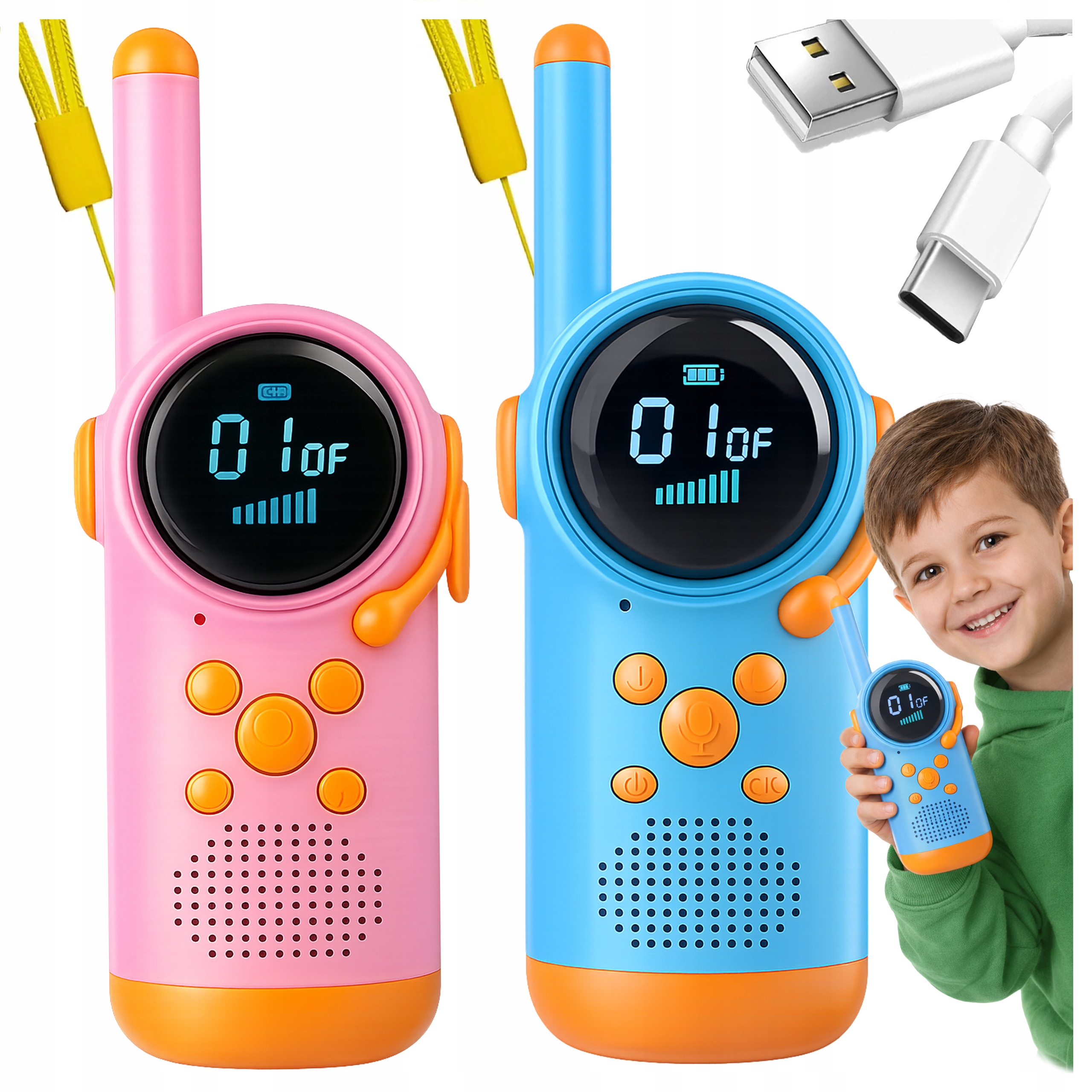 Walkie Talkie Dla Dzieci Zestaw Łoki Toki Duży Zasięg 2 Krótkofalówki Usb-c