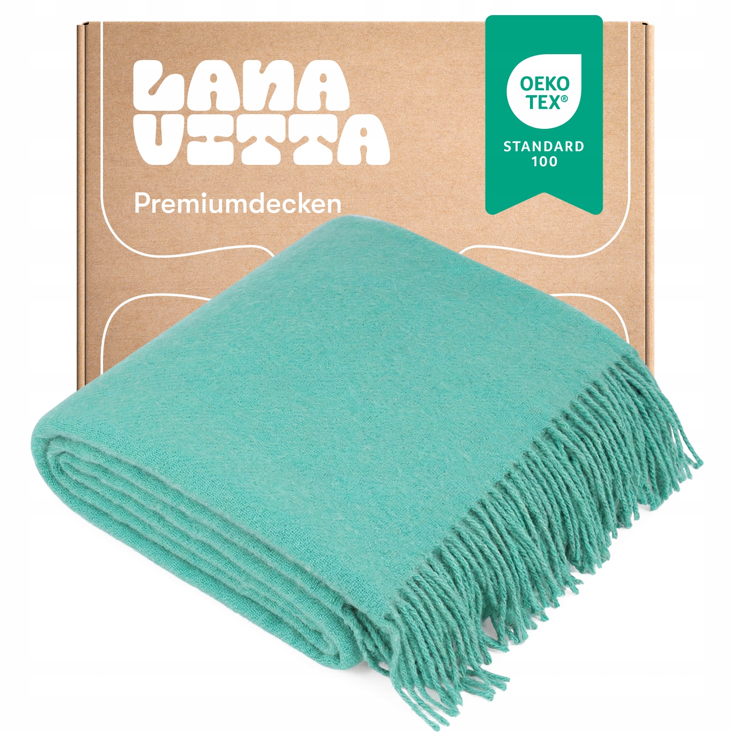 Vlněná deka Teplá rouno 100% Novozélandská vlna Mátová 140х200 cm
