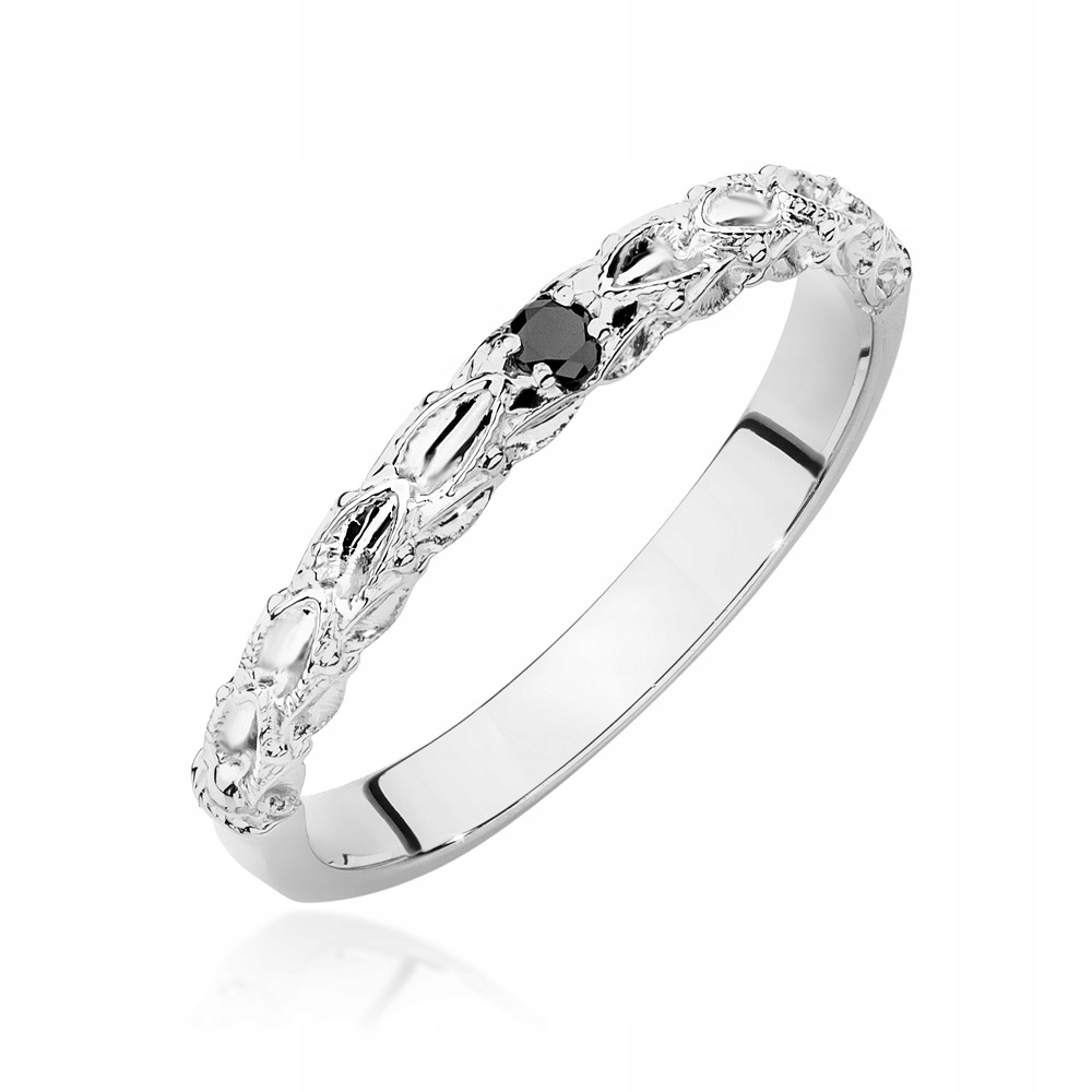 

Białe złoto pierścionek czarne brylanty 585 grawer