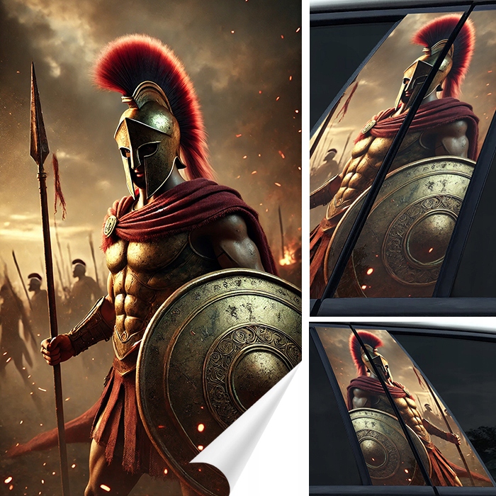 2x Samolepka na sloupky dveří auta Spartanin Sparta Spartakus 50x30