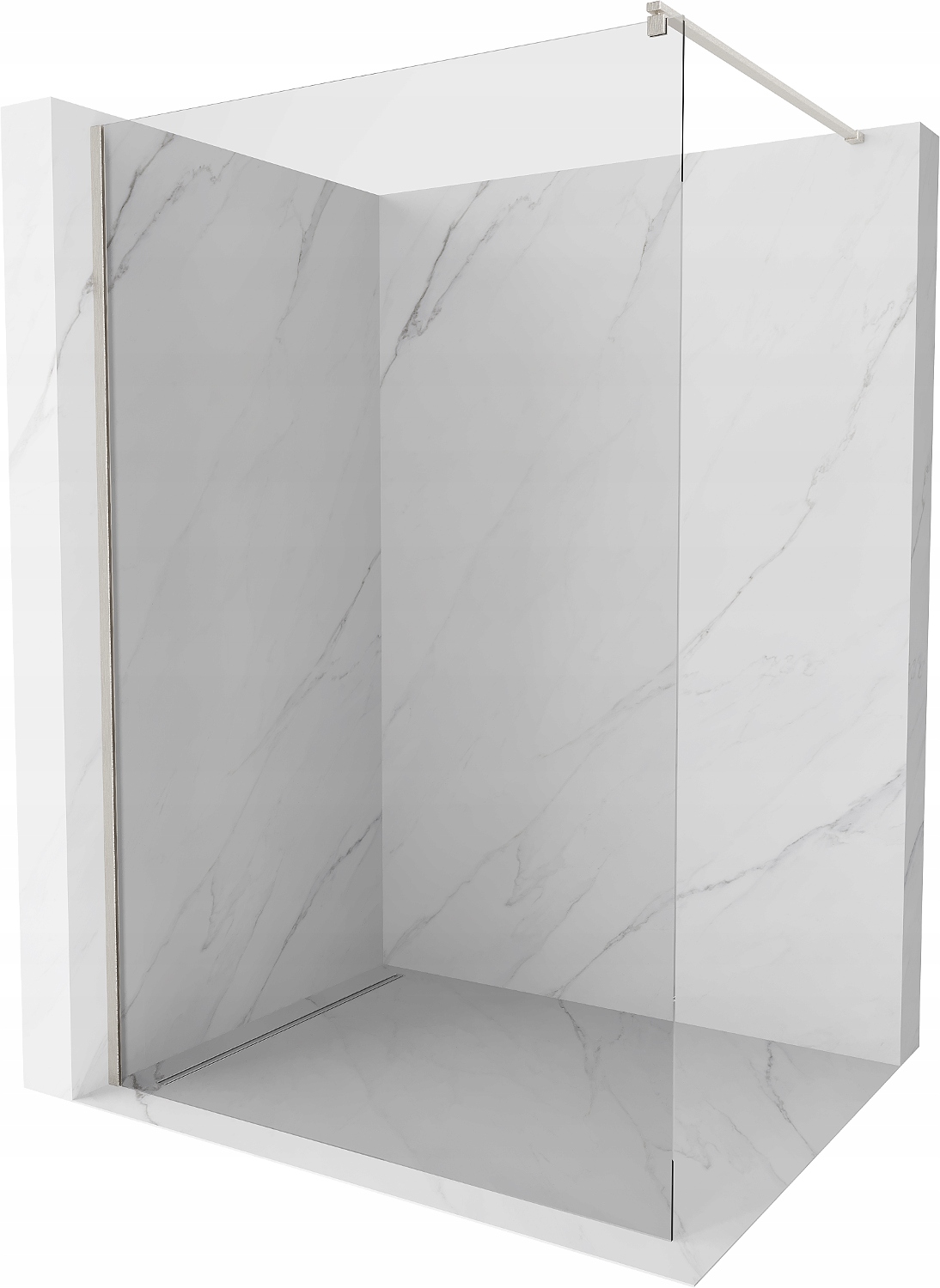 Mexen Kioto sprchová stěna Walk-in 180x200 cm, průhledná, kartáčovaný nikl