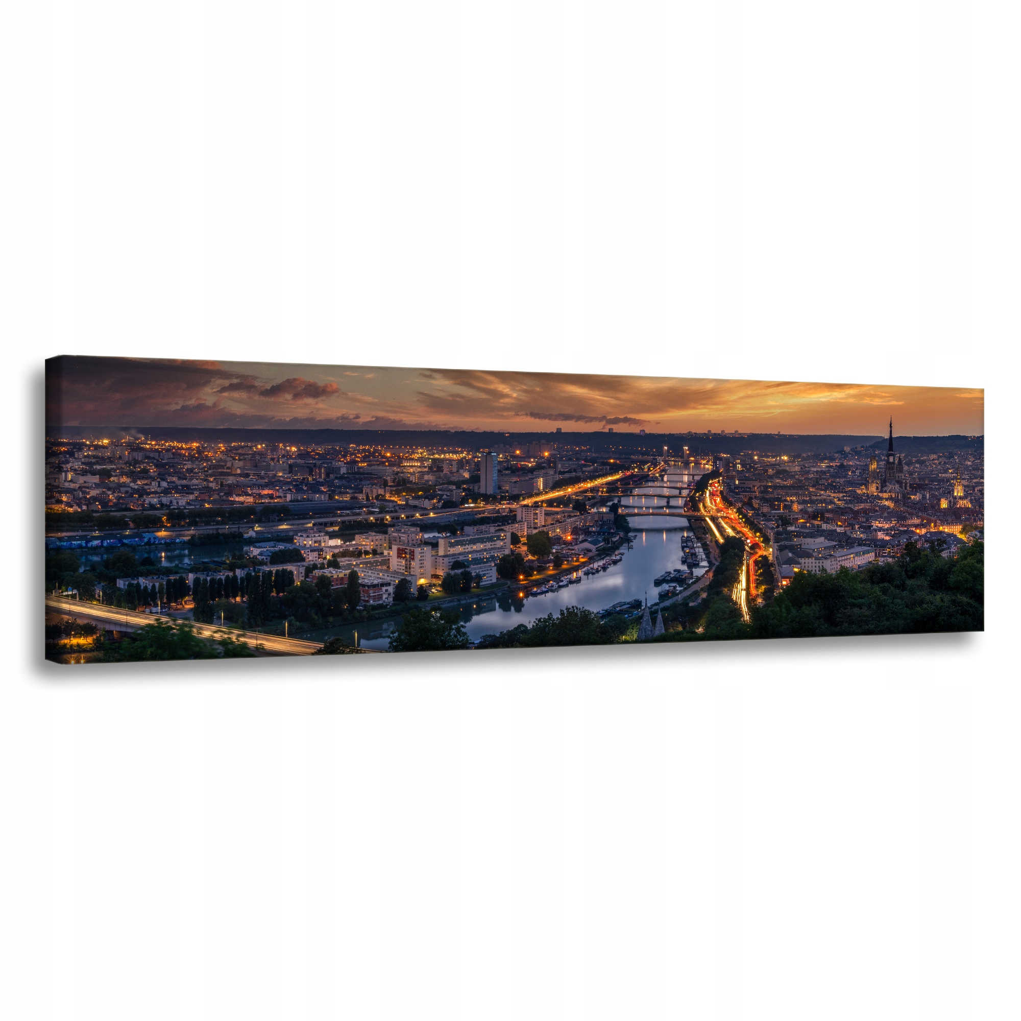 Obraz na plátně Architektura Rouen večer 135 x 45 cm