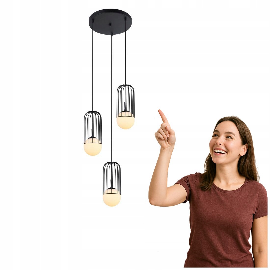 Moderní závěsná lampa Matty černá se 3 zdroji Italux