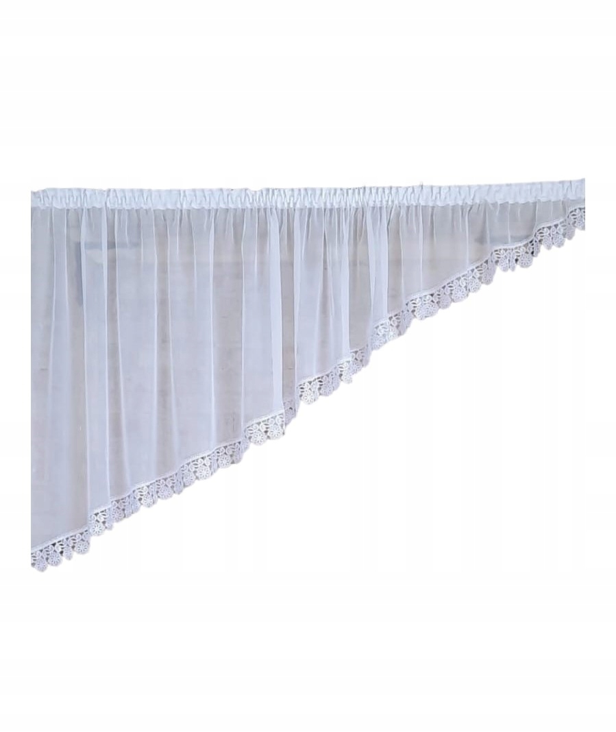 Hotová záclona 500x160, levý šikmý úkos, voál, guipure 8 cm