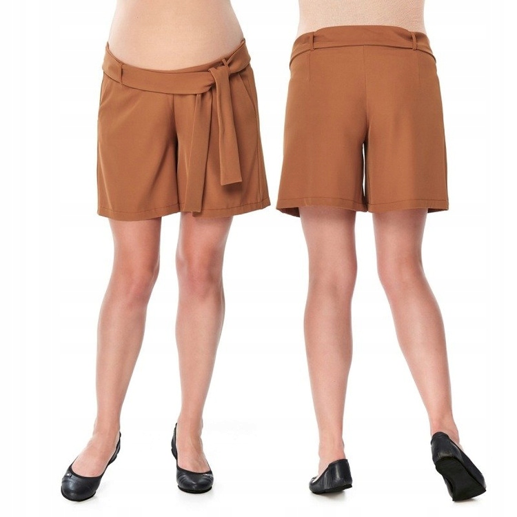 Těhotenské šortky Natally 9fashion karamelové bavlněné s panelem pro maminky