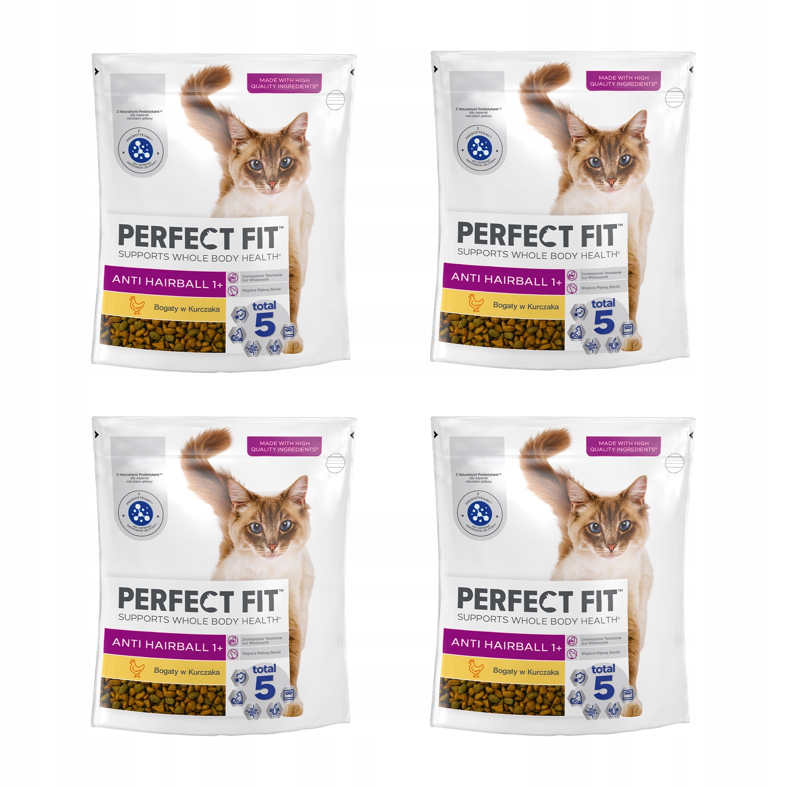 Levně Perfect Fit Antihairball 4x750g Suché Krmivo Pro Kočky s kuřecím masem 3 kg