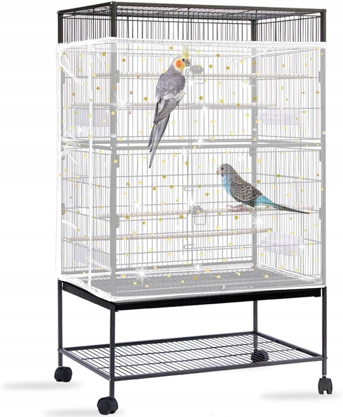 Levně Velký kryt klece pro ptáky, lapač semen, nastavitelná síť, bílá barva