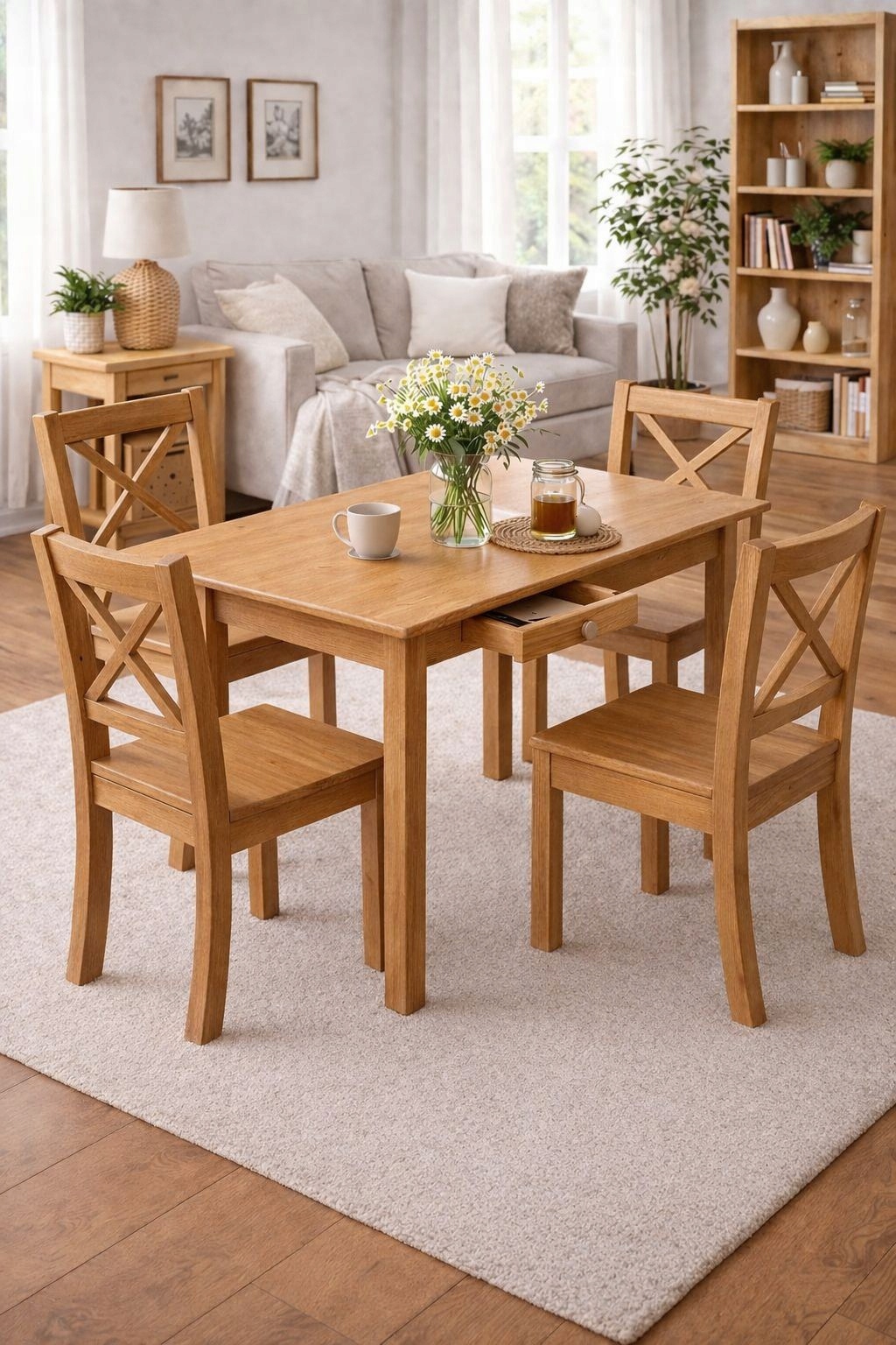 Borovicový Dřevěný Stůl 120x60 Dub Šuplík Do Kuchyně Obývacího Pokoje Masivní Dřevo