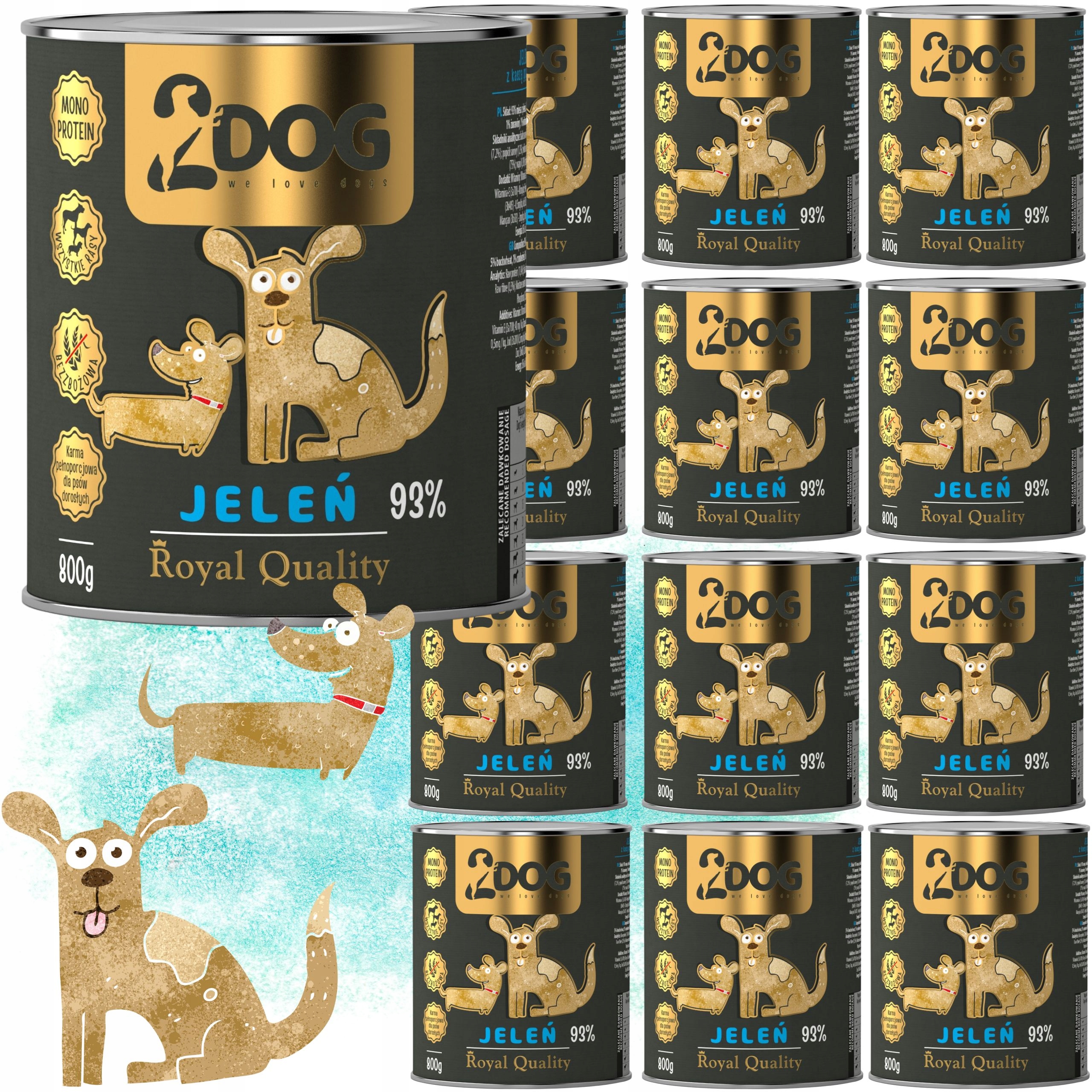 2Dog Vlhké krmivo pro psy Jelen 93% masa Royal Quality 800 g