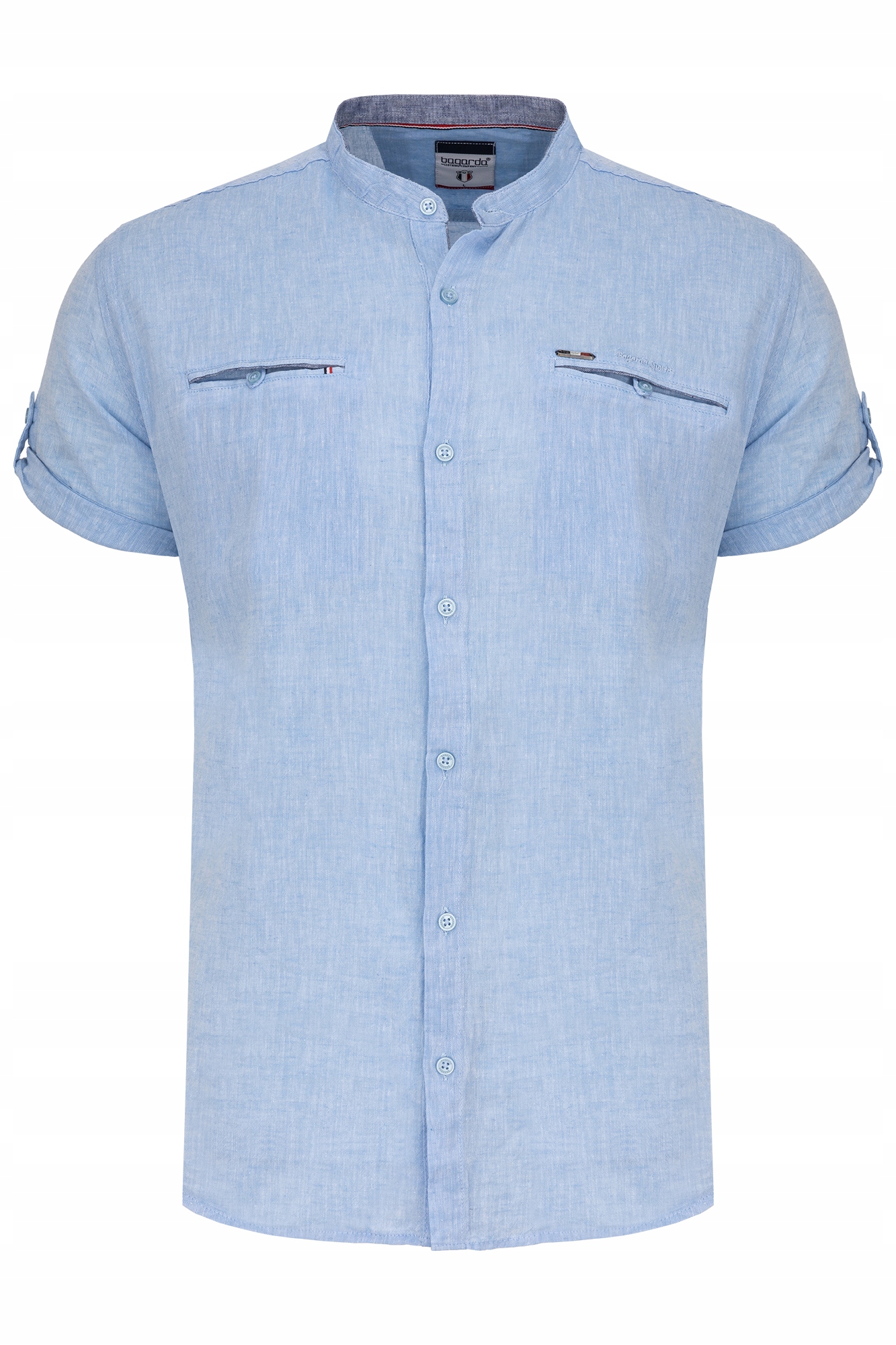 KOSZULA MĘSKA LNIANA STÓJKA GŁADKA BŁĘKITNA: 3XL