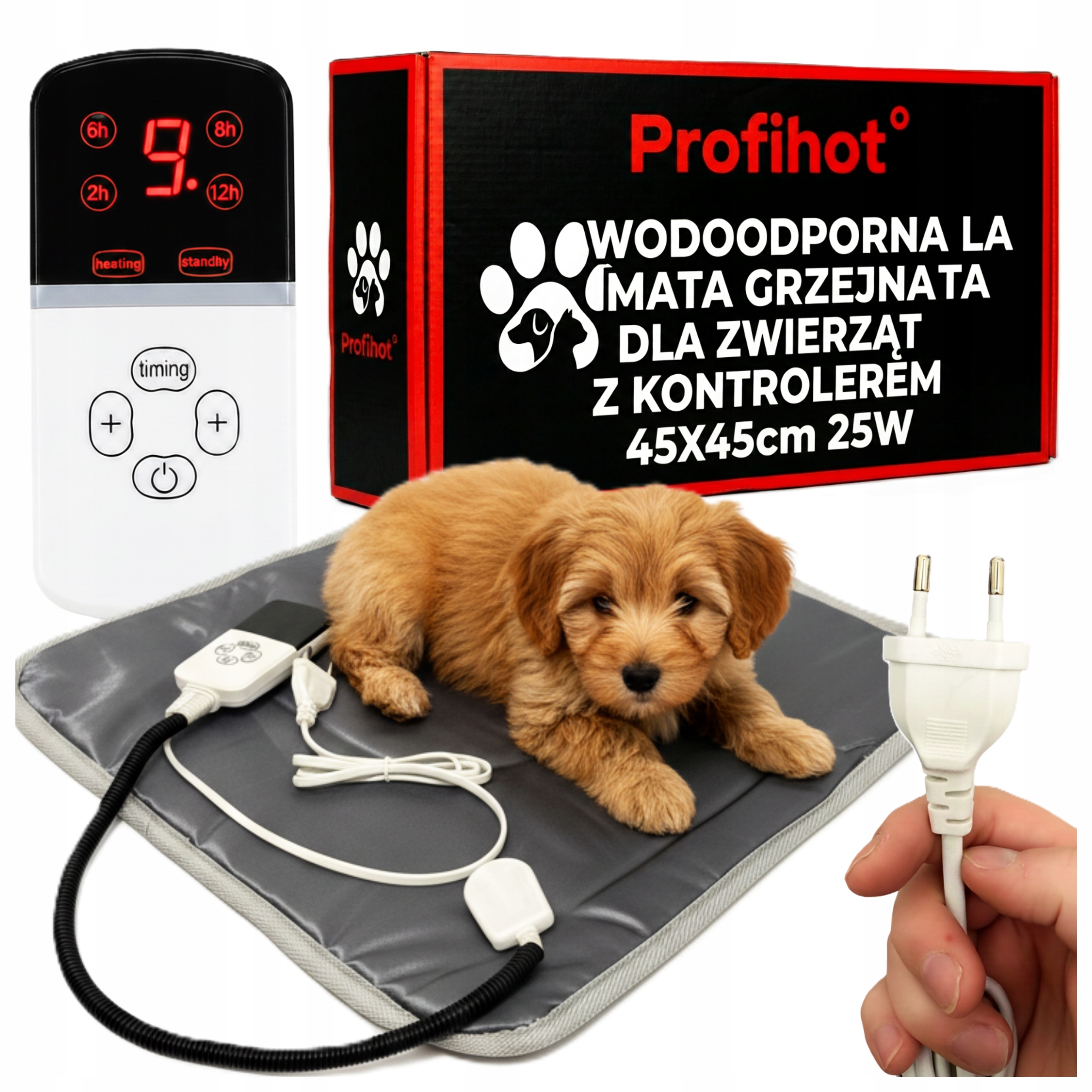 Levně Vyhřívací Podložka Pro Kočky a psy, voděodolná bouda s ovladačem 45x45 25W