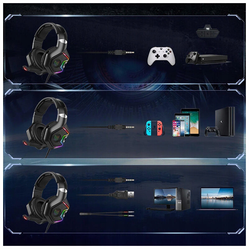 SŁUCHAWKI GAMINGOWE DLA GRACZY NAUSZNE PRZEWODOWE RGB LED ONIKUMA K10 PRO Cechy dodatkowe SŁUCHAWKI GAMINGOWE