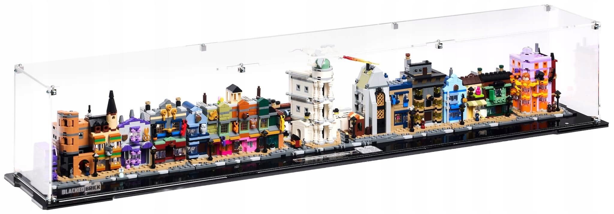 Vitrína Blacked Brick pre Lego 76444 Harry Potter – obchody na Ulici uholníkov