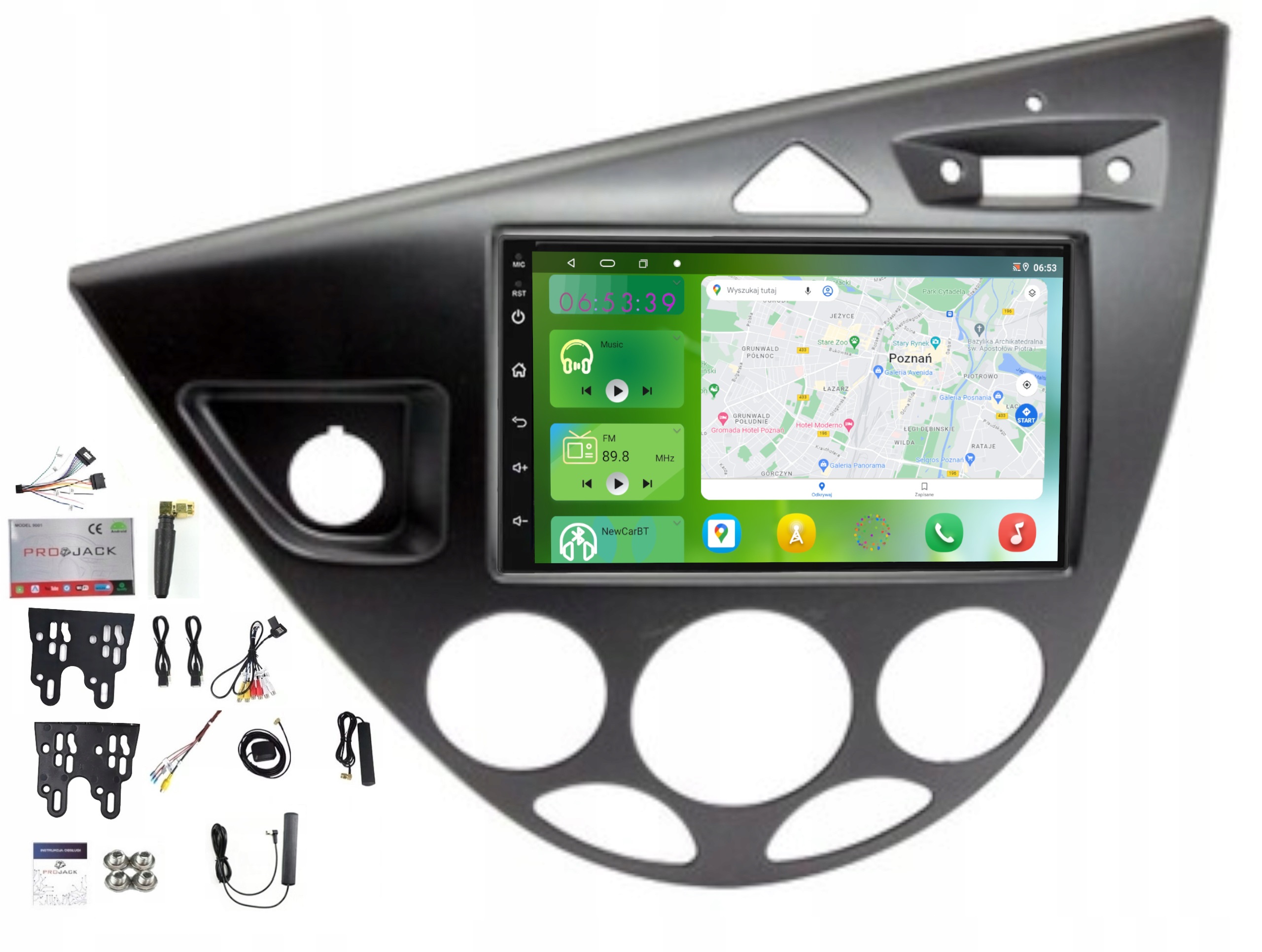 Autorádio S Androidom, Usb, Wifi, Bt, Ford Focus 1999-2005, Carplay, 4 Gb, 64 Gb Sim