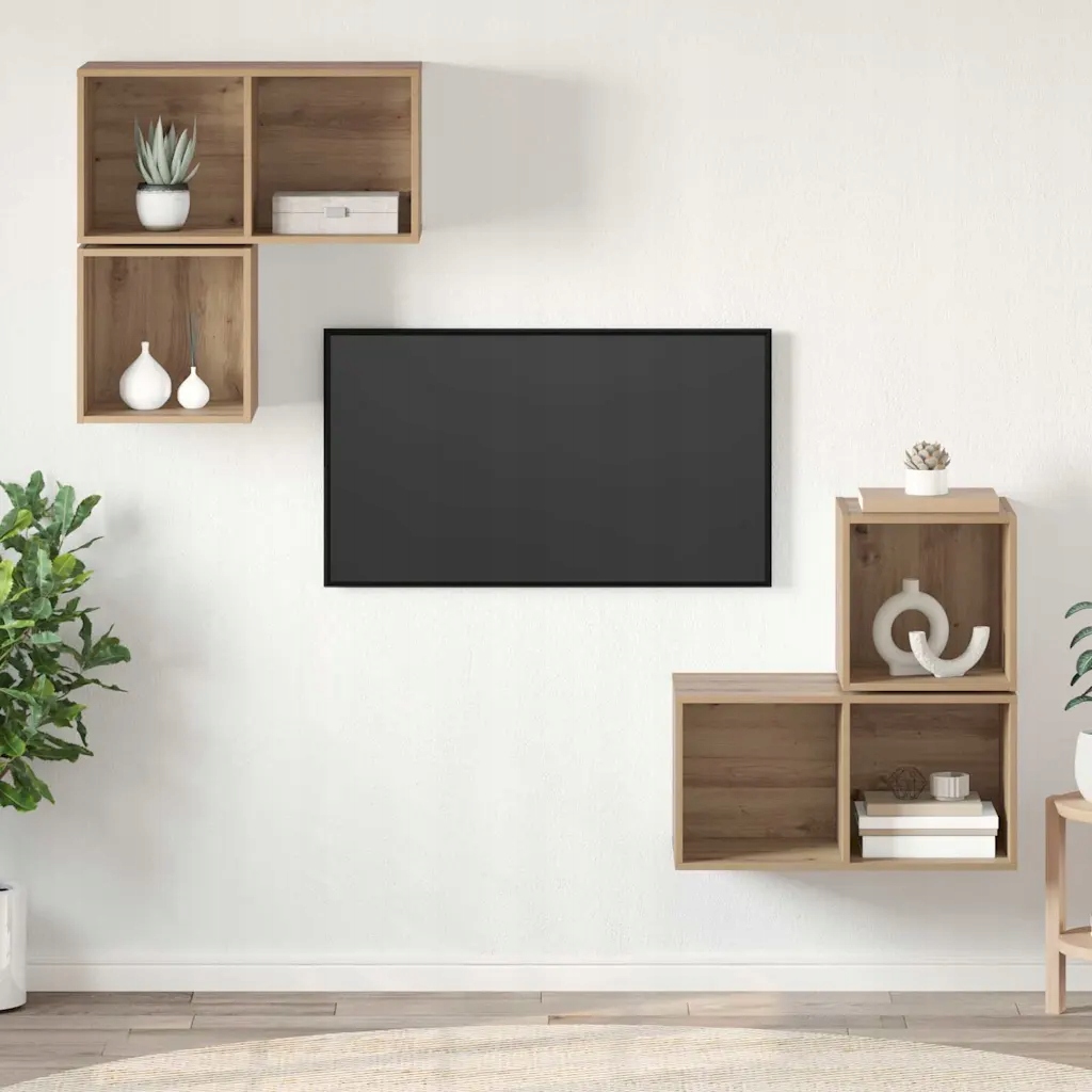 vidaXL Sestava Tv skříněk 4 pcs Artisanový dub kompozitní dřevo