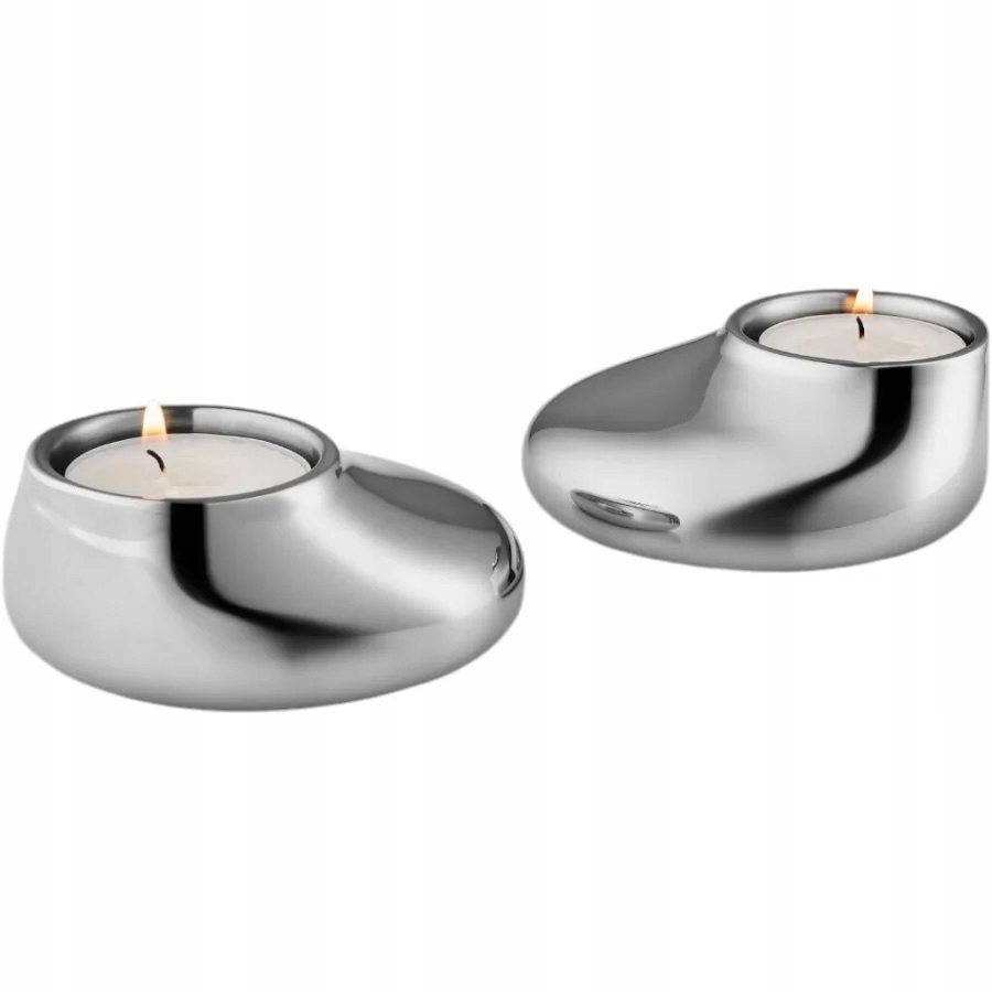 Eva Solo Mellow Ocelový svícen Tealight Sada 2 svícenů Stříbrná