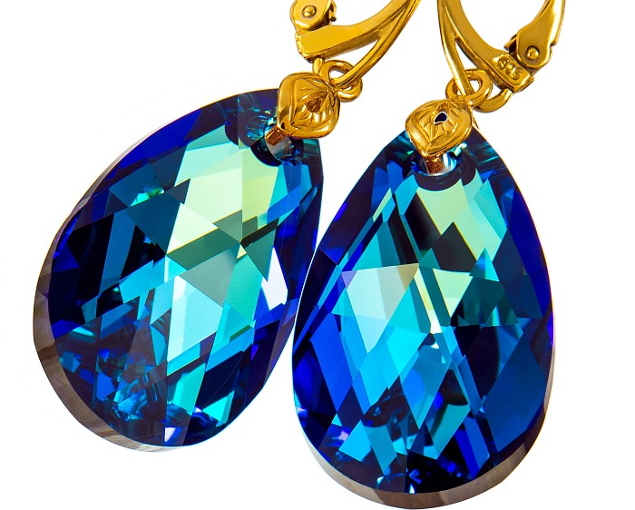 Krystaly Náušnice Bermuda Blue Gold