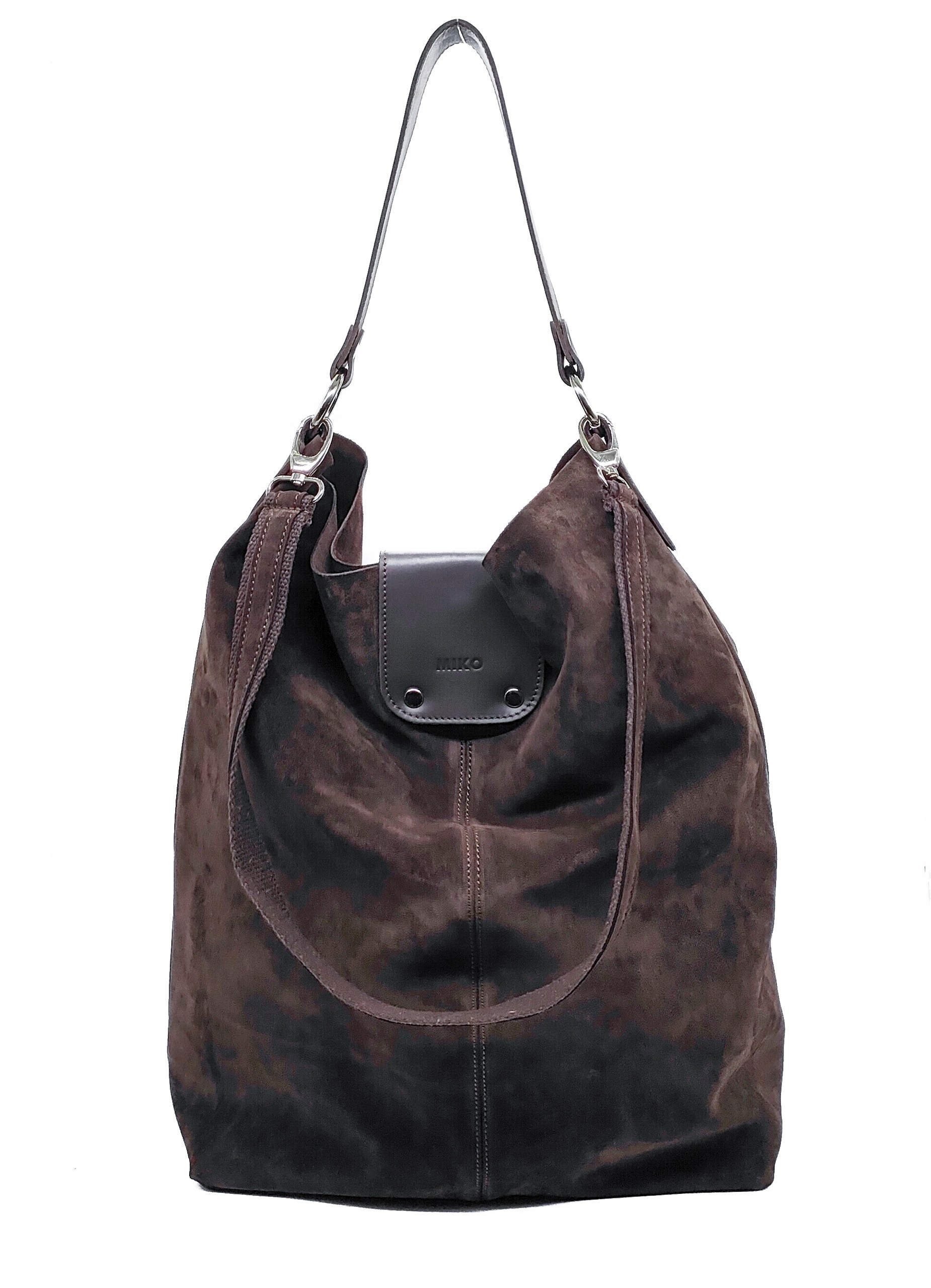 Čokoládově hnědá velká semišová kabelka vak Vera Pelle