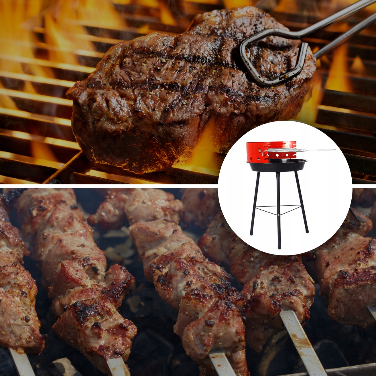 GRILL OGRODOWY WĘGLOWY DO OGRODU TARASU NA WĘGIEL SKŁADANY 35CM + RUSZT Stan opakowania oryginalne