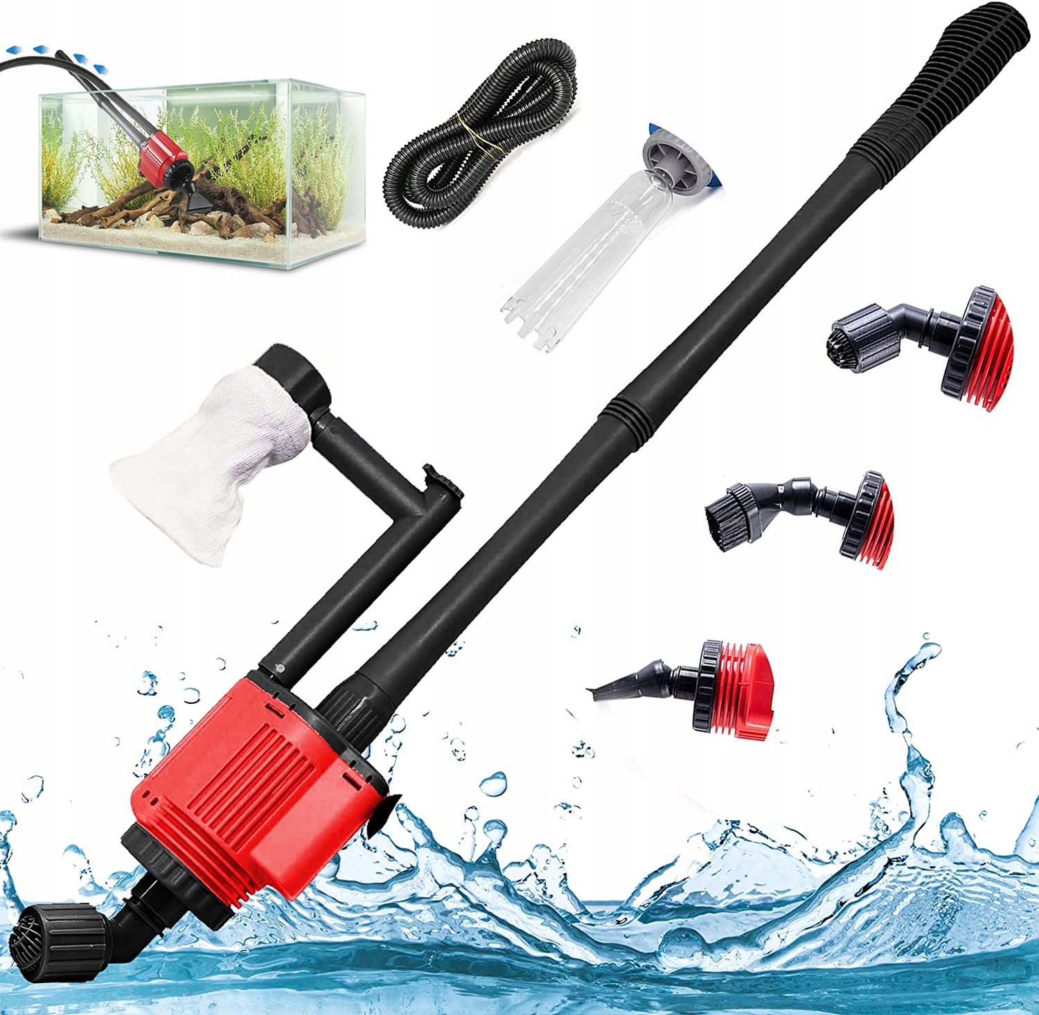 Levně Elektrický Vysavač Pro Akvárium 6V1 Na Čištění Písku A Štěrku 1800L/H 28W