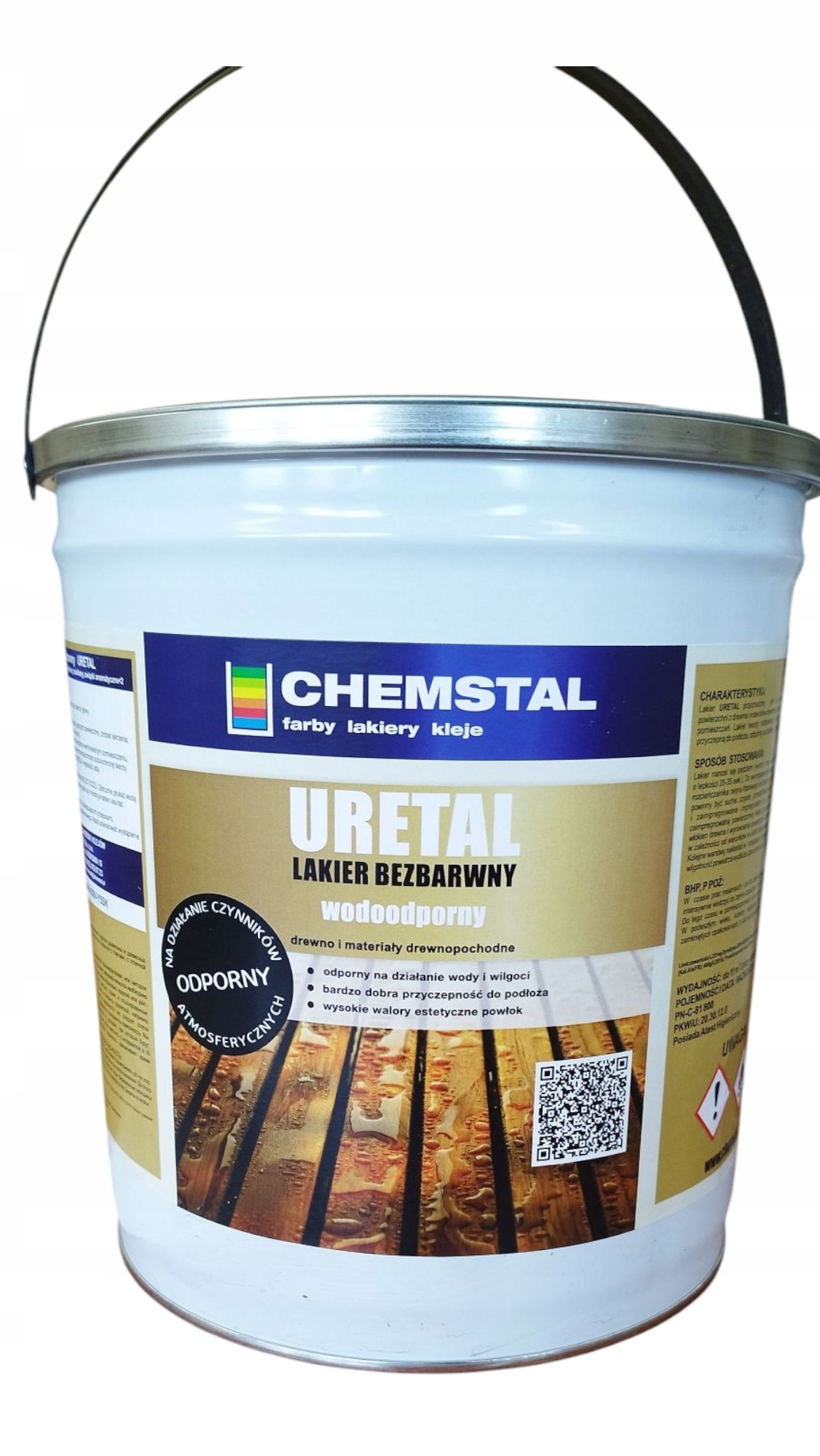 Lakier Olejny Wodoodporny Uretal 5L Bezbarwny Połysk