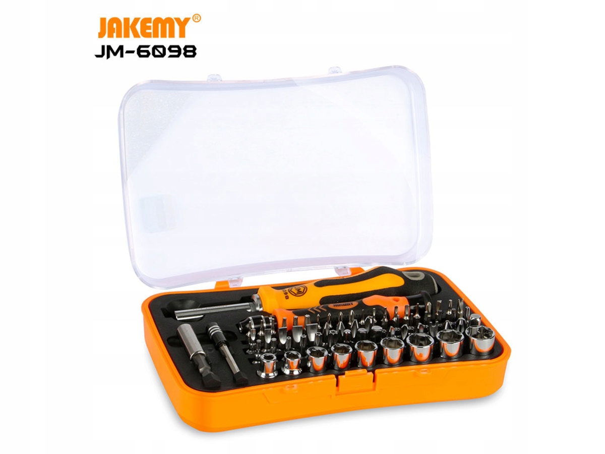 ZESTAW Narzędzi JAKEMY 66 el BITY Wkrętaki Nasadki Grubość nasady bitu 1/4