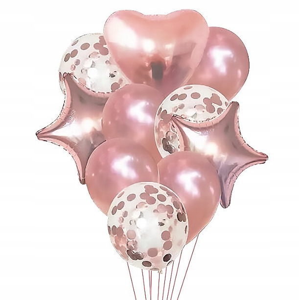 

balony z Konfetti Gold Rose różowo złote Serce