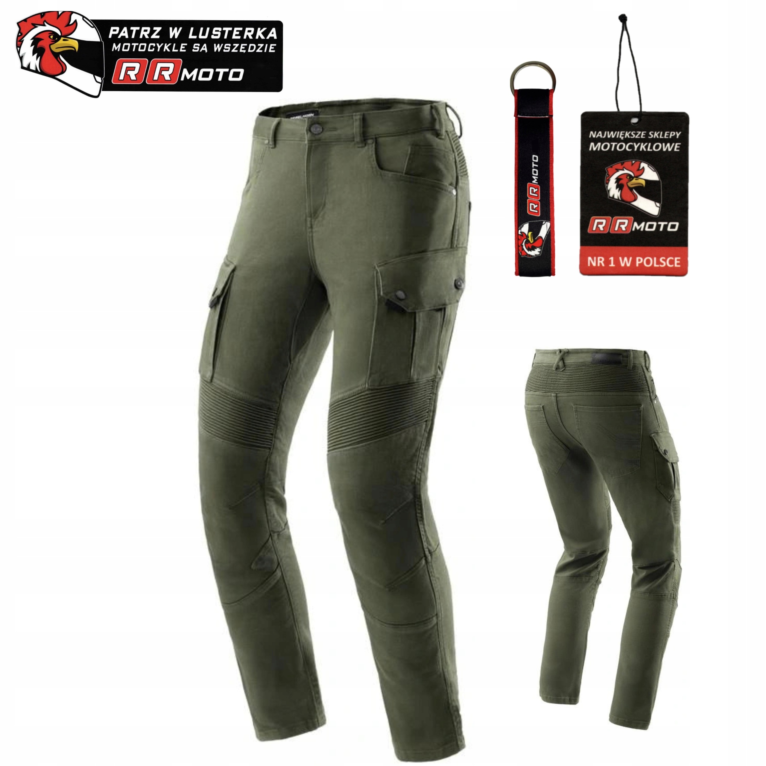 Motocyklové nohavice Rebelhorn Faster Olive Green zelené Darčeky