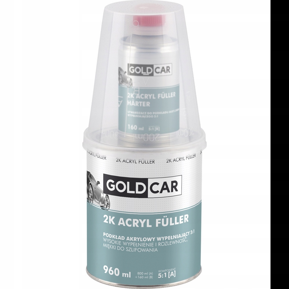 Podkład akrylowy GOLDCAR 2K 5:1 czarny 960ml Kpl