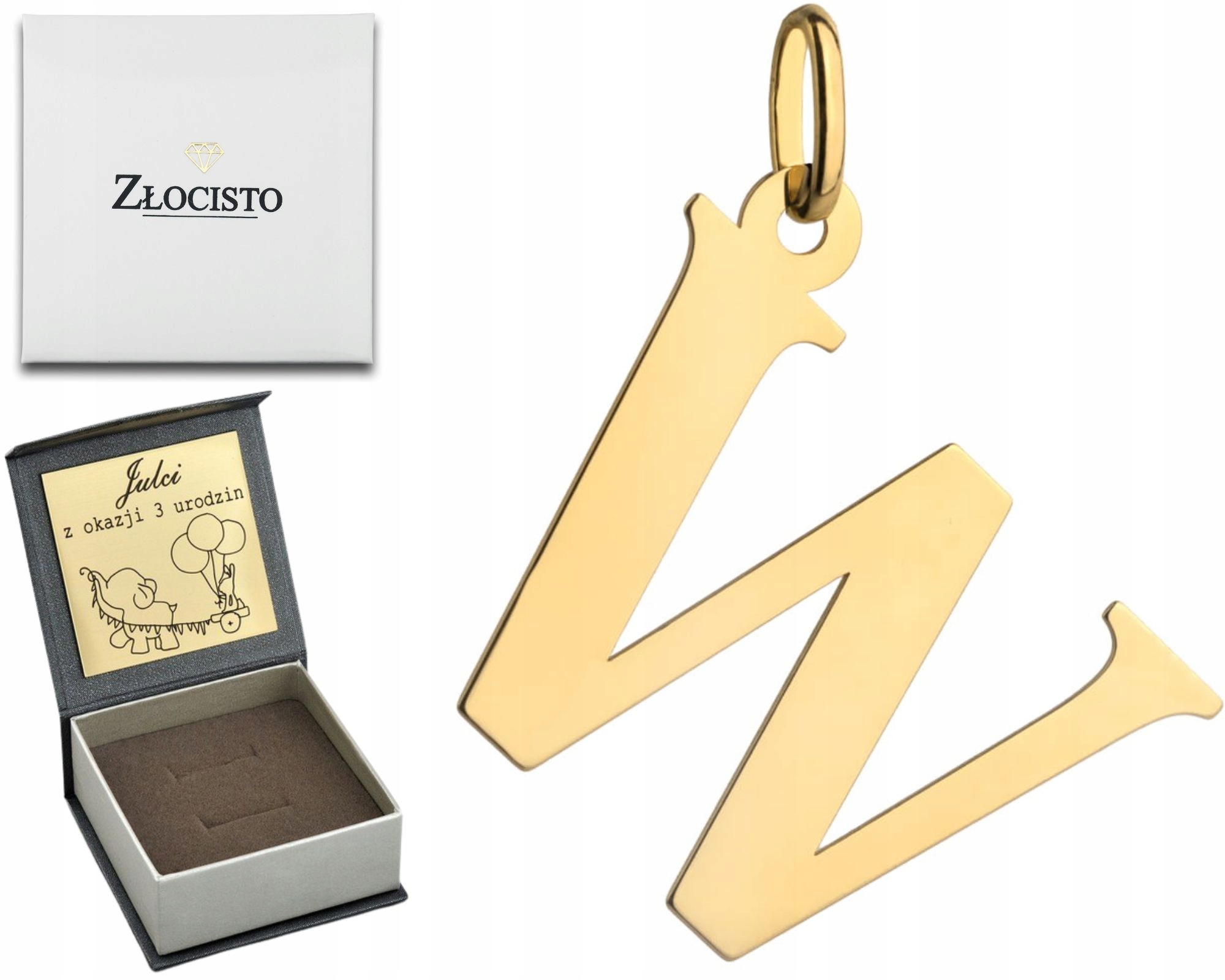 Zlatý Přívěsek Velké Písmenko W 585 Gravírování